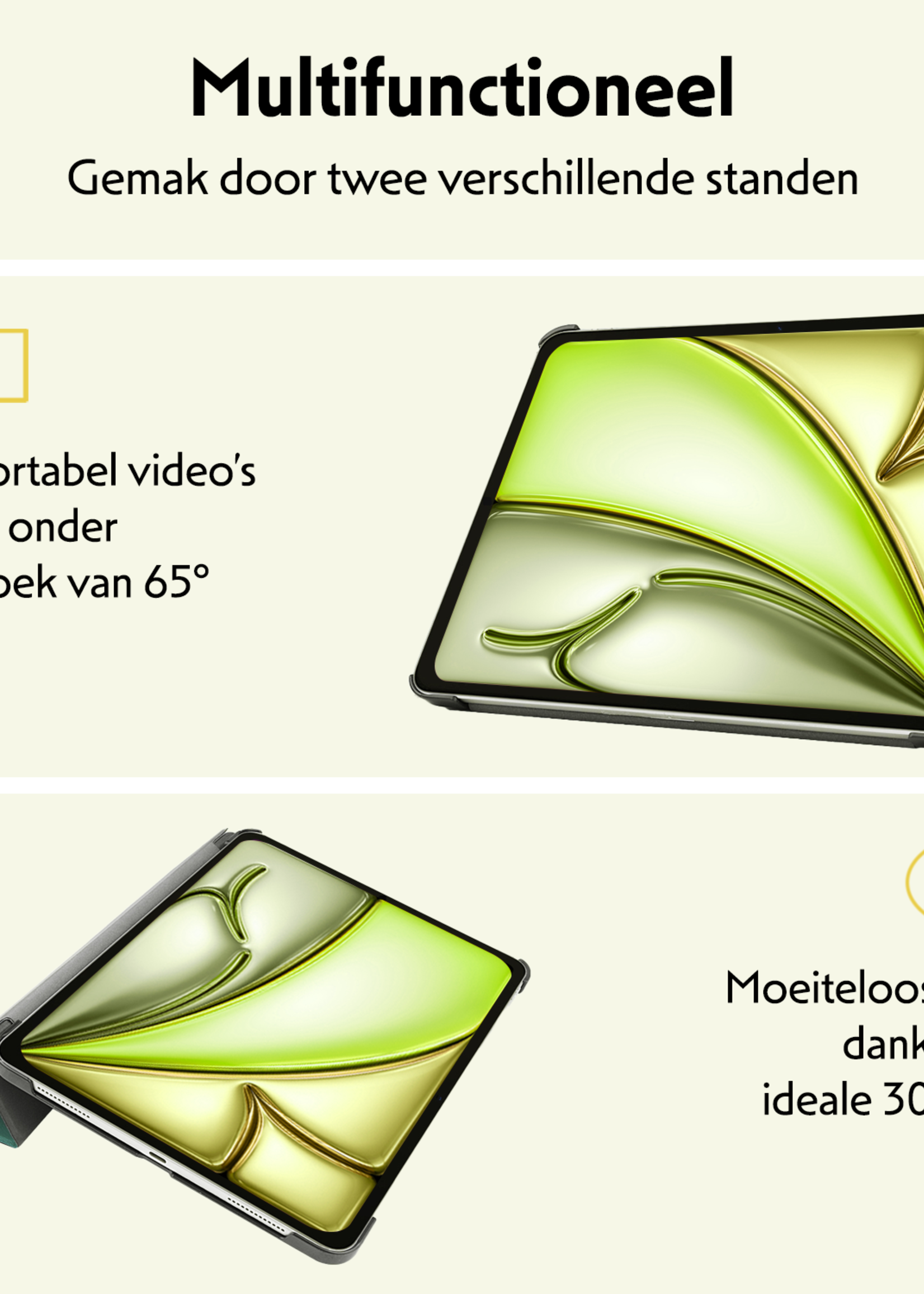 LUQ Hoes Geschikt voor iPad Air 6 (11 inch) Hoes Luxe Hoesje Book Case - Hoesje Geschikt voor iPad Air 2024 (11 inch) Hoes Cover - Donkergroen