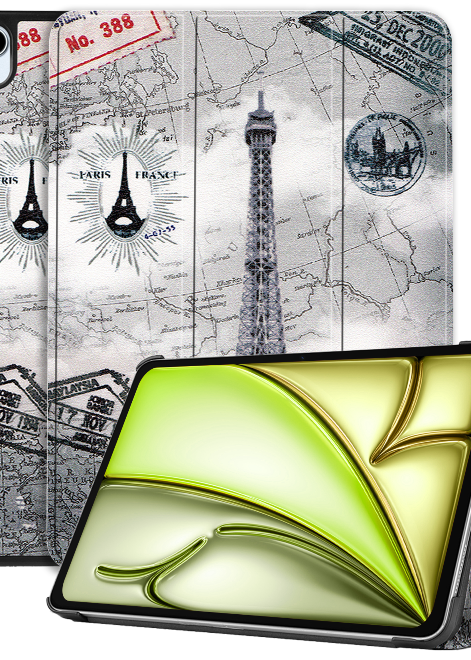 LUQ Hoes Geschikt voor iPad Air 6 (11 inch) Hoes Luxe Hoesje Book Case - Hoesje Geschikt voor iPad Air 2024 (11 inch) Hoes Cover - Eiffeltoren