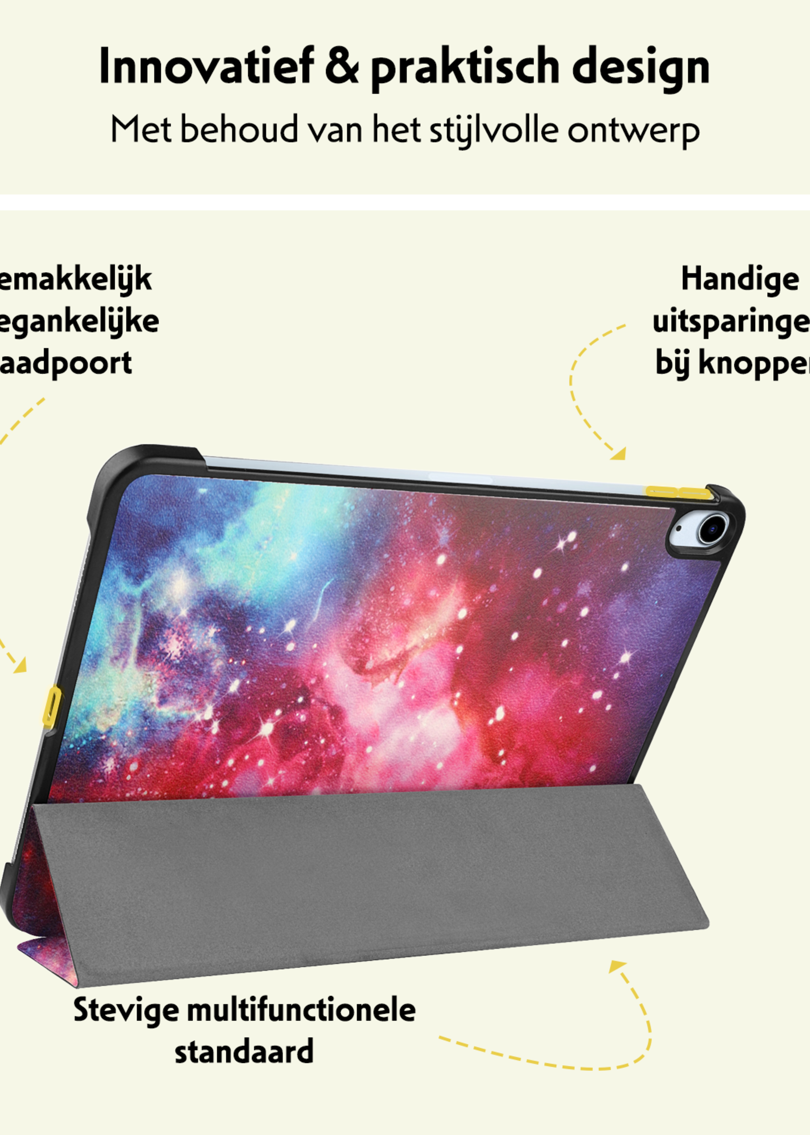 LUQ Hoes Geschikt voor iPad Air 6 (11 inch) Hoes Luxe Hoesje Book Case - Hoesje Geschikt voor iPad Air 2024 (11 inch) Hoes Cover - Galaxy