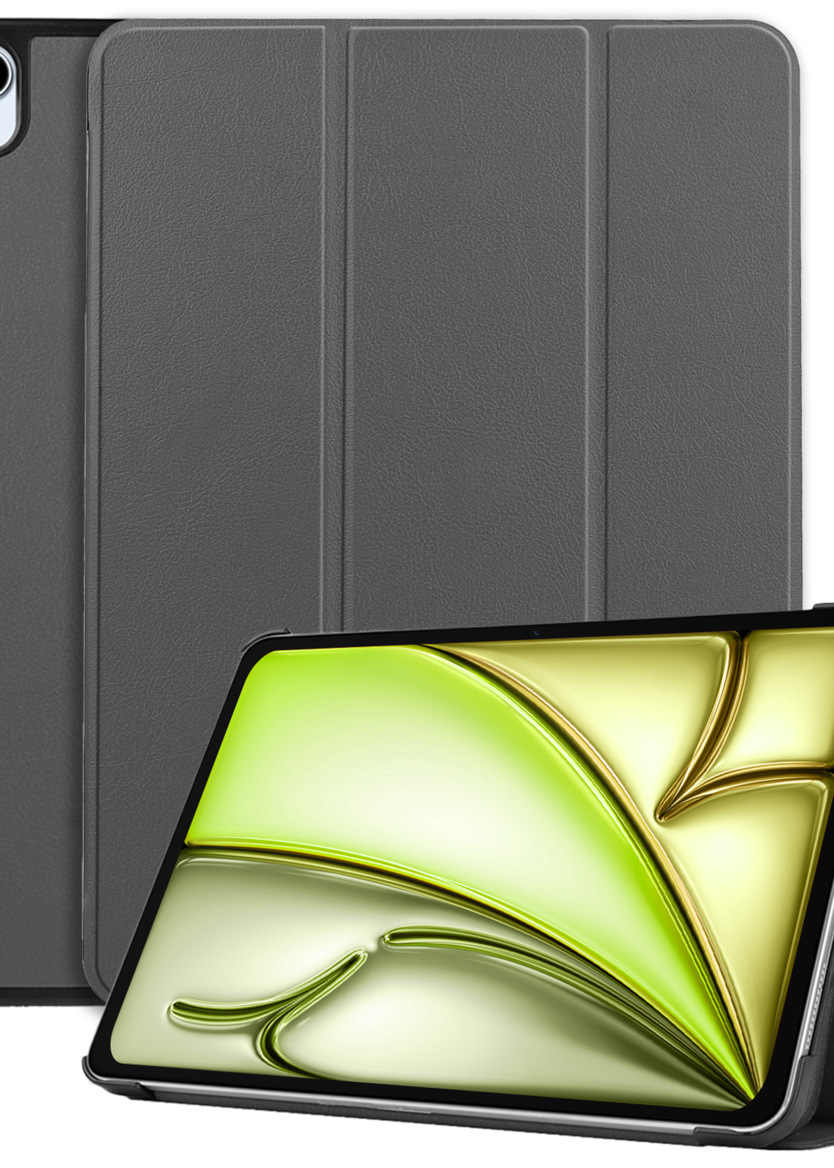 LUQ Hoes Geschikt voor iPad Air 6 (11 inch) Hoes Luxe Hoesje Book Case - Hoesje Geschikt voor iPad Air 2024 (11 inch) Hoes Cover - Grijs