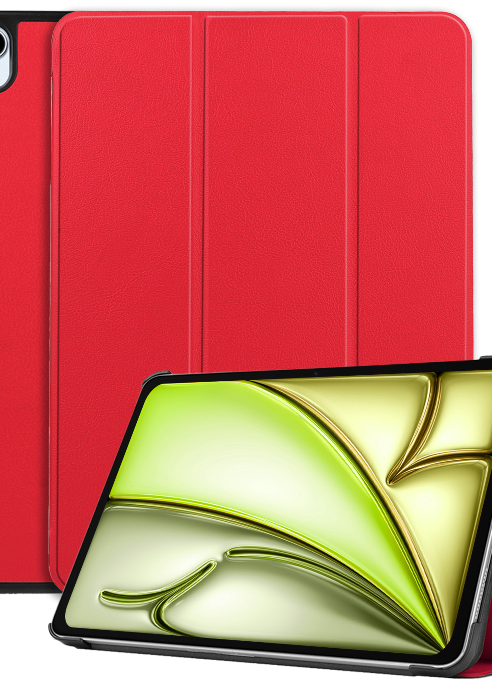 LUQ Hoes Geschikt voor iPad Air 6 (11 inch) Hoes Luxe Hoesje Book Case - Hoesje Geschikt voor iPad Air 2024 (11 inch) Hoes Cover - Rood