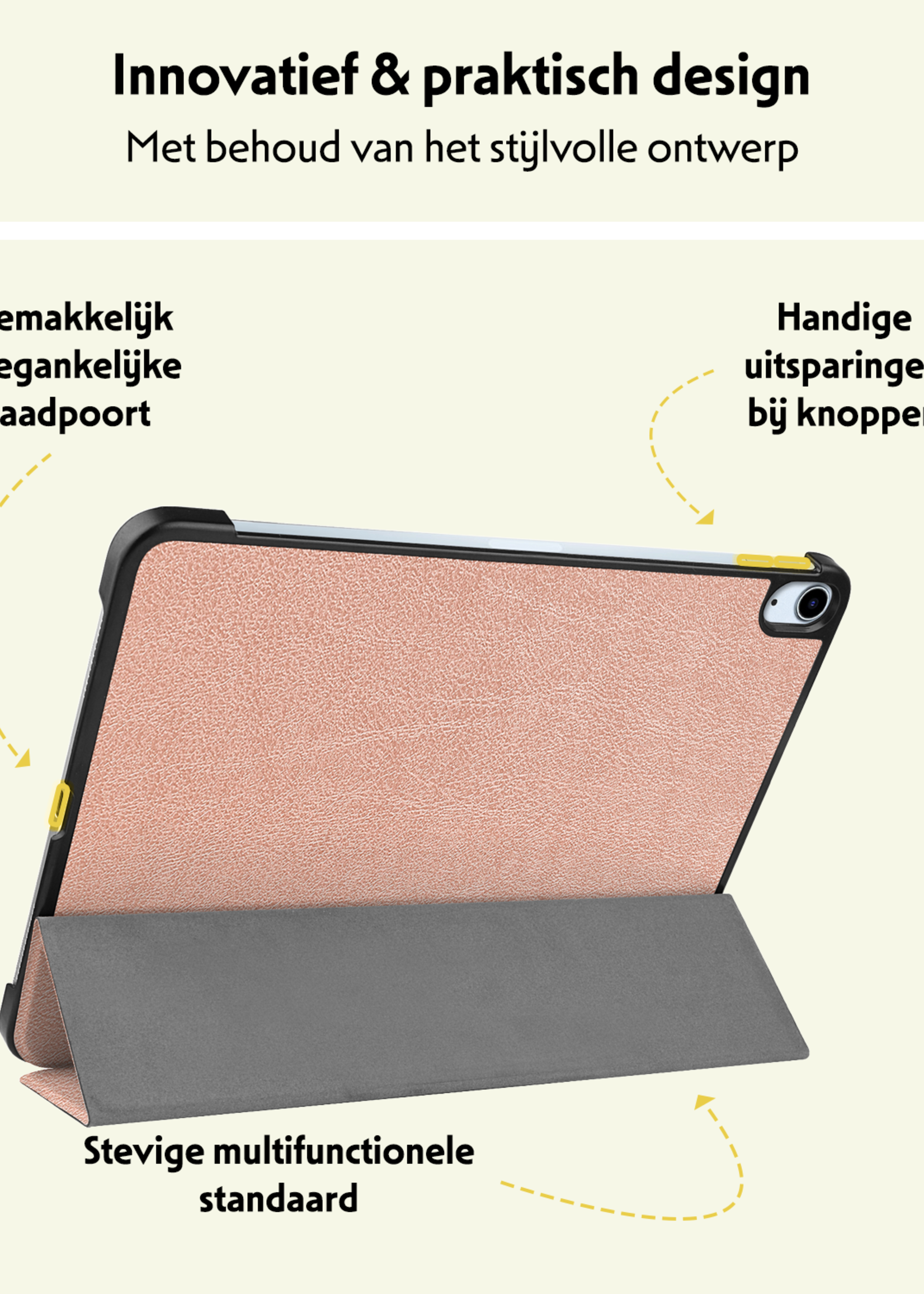 LUQ Hoes Geschikt voor iPad Air 6 (11 inch) Hoes Luxe Hoesje Book Case - Hoesje Geschikt voor iPad Air 2024 (11 inch) Hoes Cover - Rosé goud