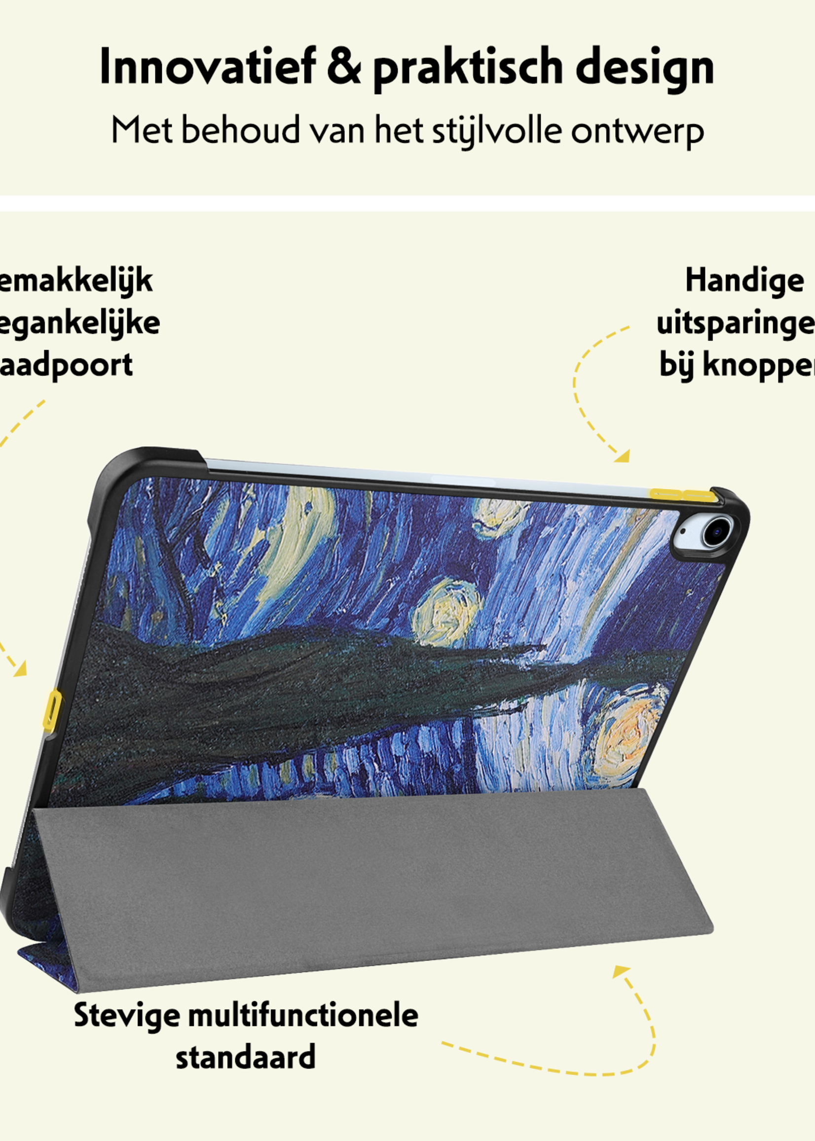 LUQ Hoes Geschikt voor iPad Air 6 (11 inch) Hoes Luxe Hoesje Book Case - Hoesje Geschikt voor iPad Air 2024 (11 inch) Hoes Cover - Sterrenhemel