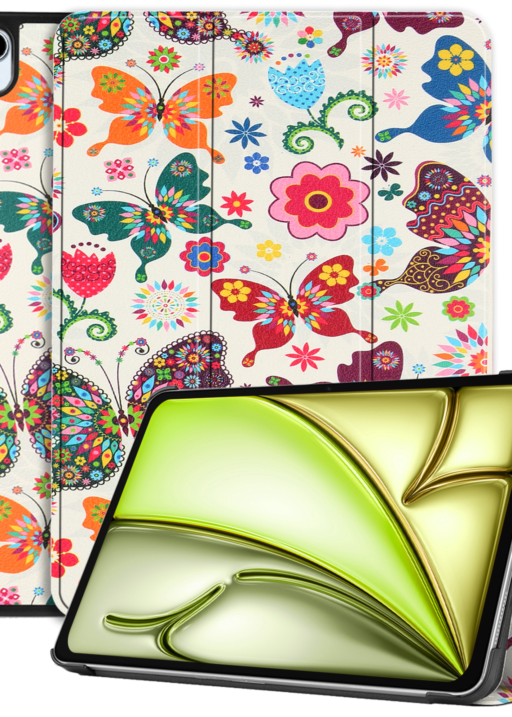 LUQ iPad Air 2024 Hoes Luxe Book Case - iPad Air 6 (11 inch) Hoesje Case Cover - Vlinder