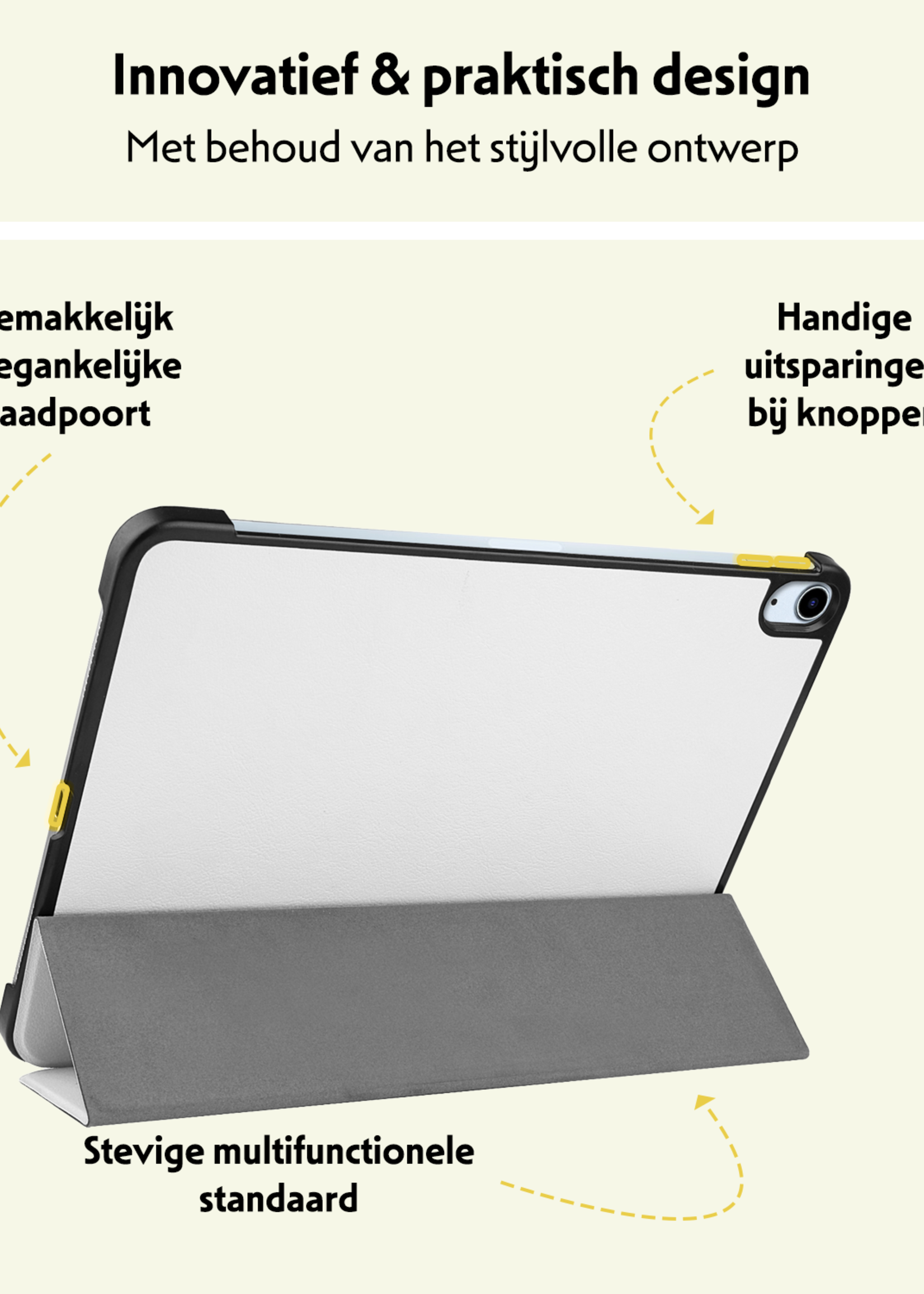 LUQ Hoes Geschikt voor iPad Air 6 (11 inch) Hoes Luxe Hoesje Book Case - Hoesje Geschikt voor iPad Air 2024 (11 inch) Hoes Cover - Wit