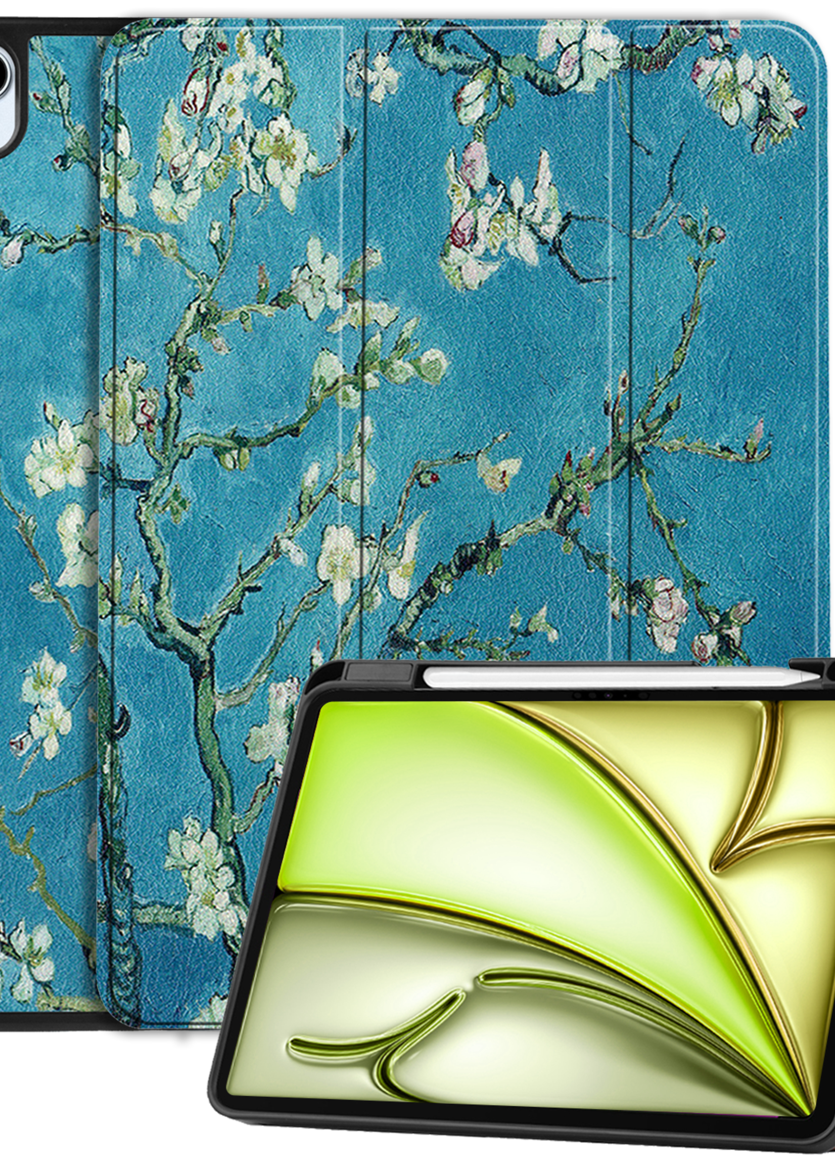 LUQ Hoes Geschikt voor iPad Air 6 (11 inch) Hoes Luxe Hoesje Case Met Uitsparing Geschikt voor Apple Pencil - Hoesje Geschikt voor iPad Air 2024 (11 inch) Hoes Cover - Bloesem