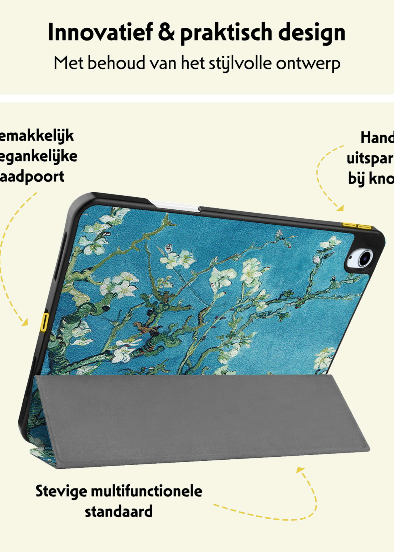 LUQ Hoes Geschikt voor iPad Air 6 (11 inch) Hoes Luxe Hoesje Case Met Uitsparing Geschikt voor Apple Pencil - Hoesje Geschikt voor iPad Air 2024 (11 inch) Hoes Cover - Bloesem