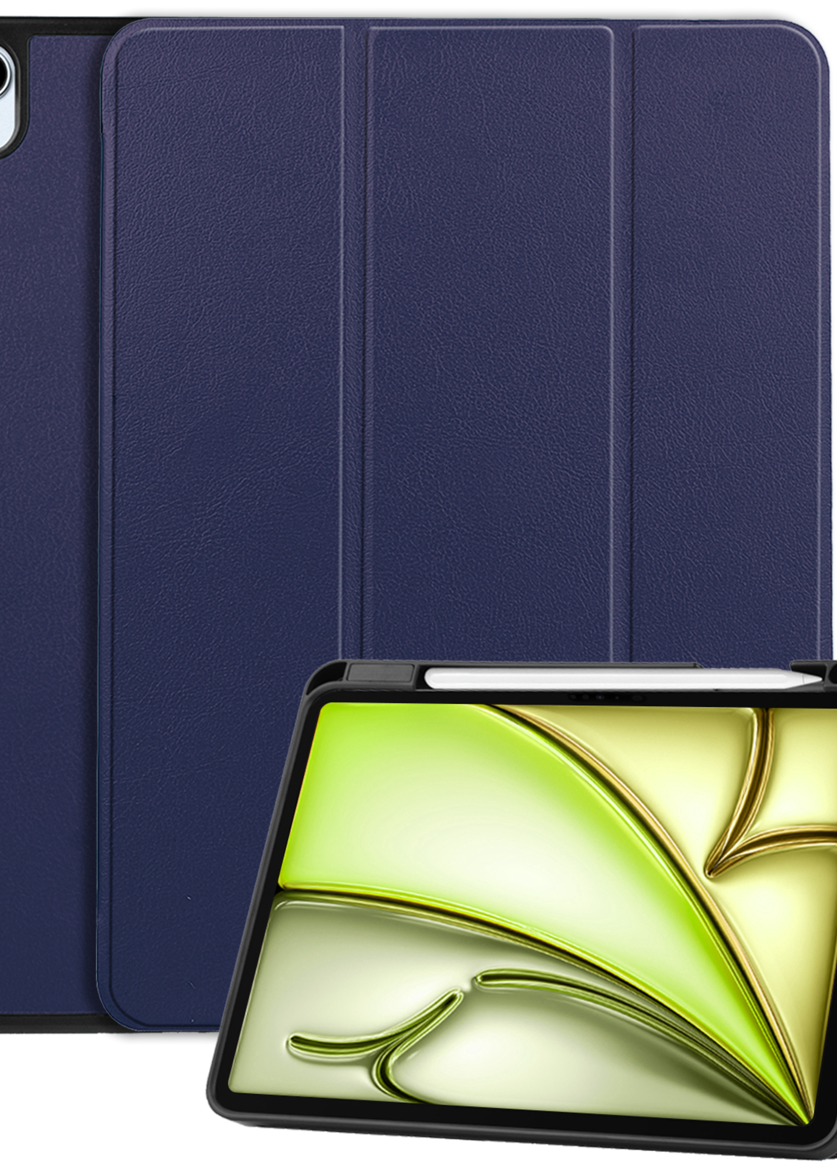 LUQ Hoes Geschikt voor iPad Air 6 (11 inch) Hoes Luxe Hoesje Case Met Uitsparing Geschikt voor Apple Pencil - Hoesje Geschikt voor iPad Air 2024 (11 inch) Hoes Cover - Donkerblauw