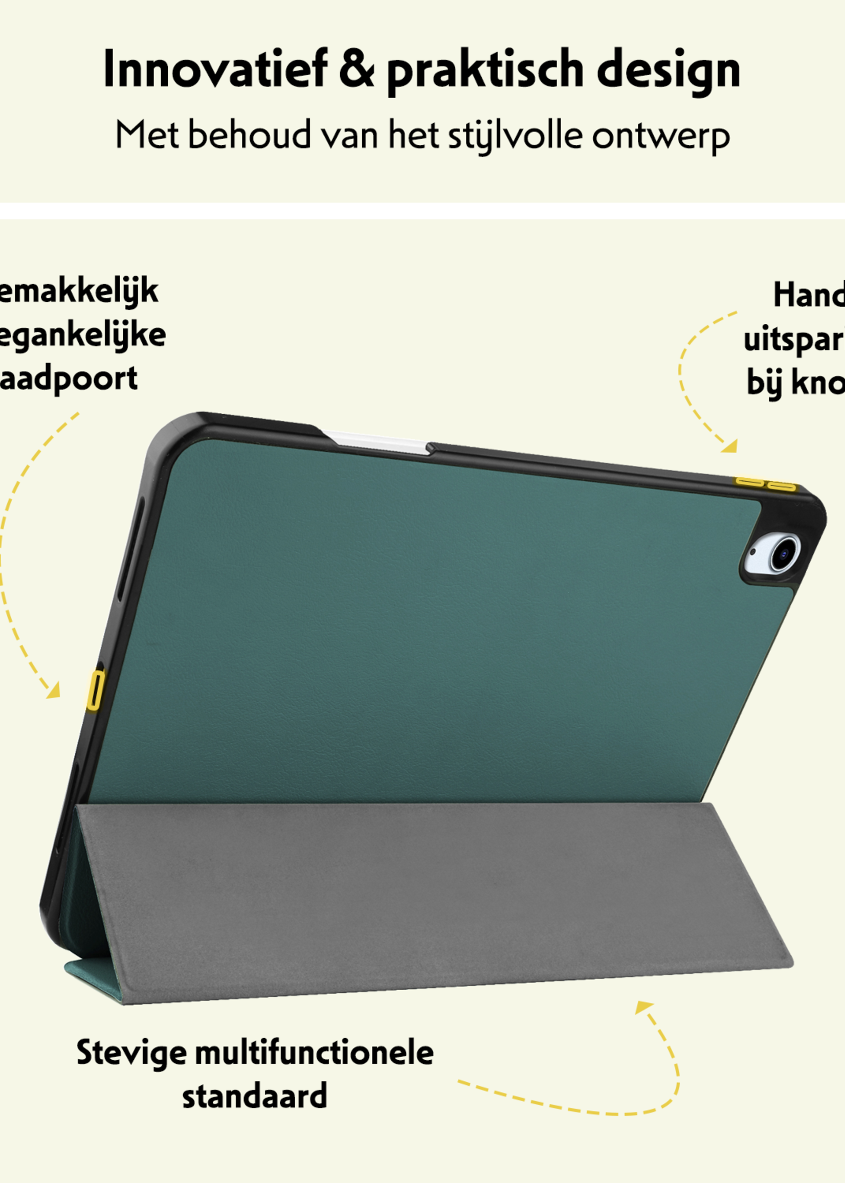 LUQ Hoes Geschikt voor iPad Air 6 (11 inch) Hoes Luxe Hoesje Case Met Uitsparing Geschikt voor Apple Pencil - Hoesje Geschikt voor iPad Air 2024 (11 inch) Hoes Cover - Donkergroen