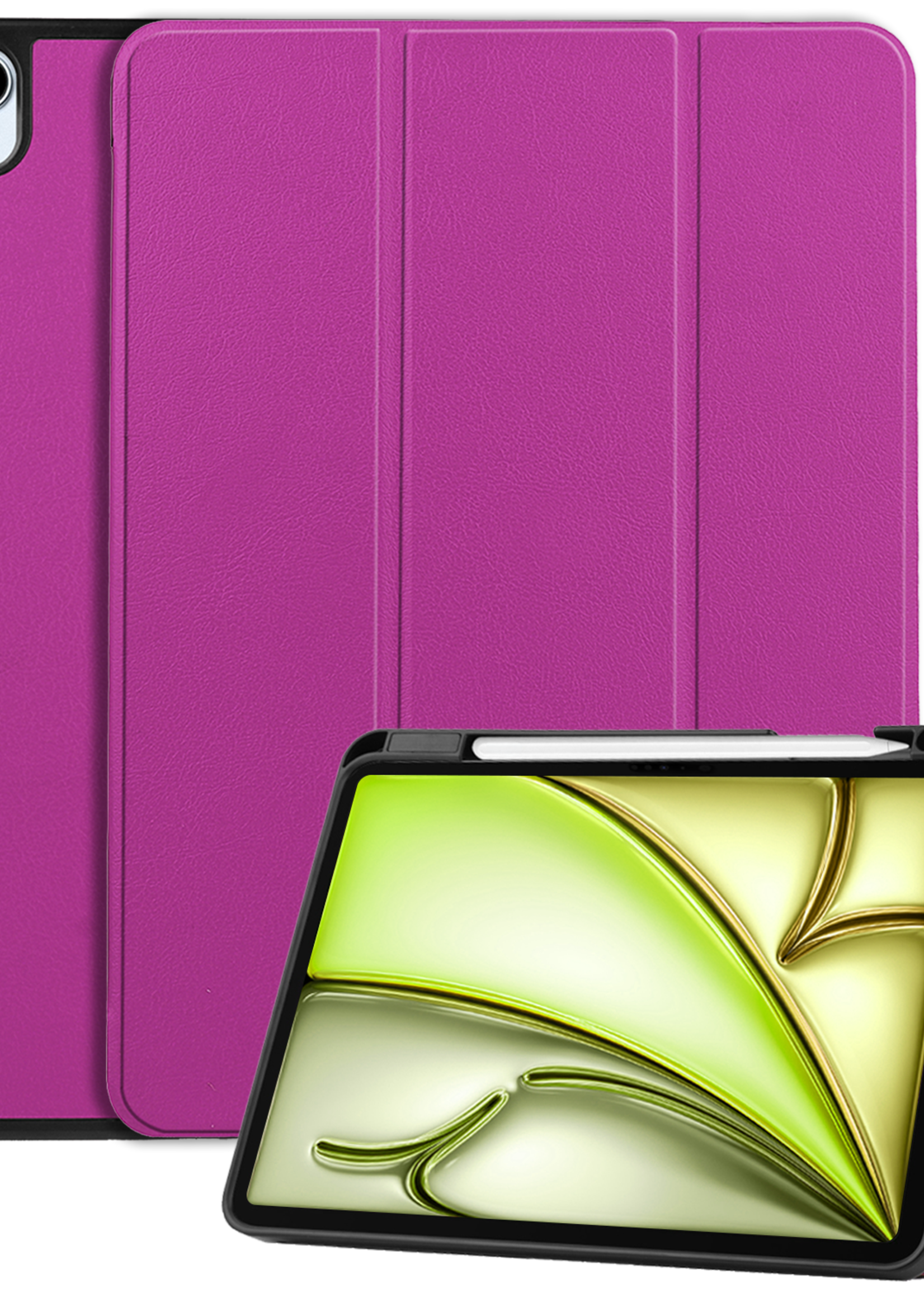 LUQ Hoes Geschikt voor iPad Air 6 (11 inch) Hoes Luxe Hoesje Case Met Uitsparing Geschikt voor Apple Pencil - Hoesje Geschikt voor iPad Air 2024 (11 inch) Hoes Cover - Paars