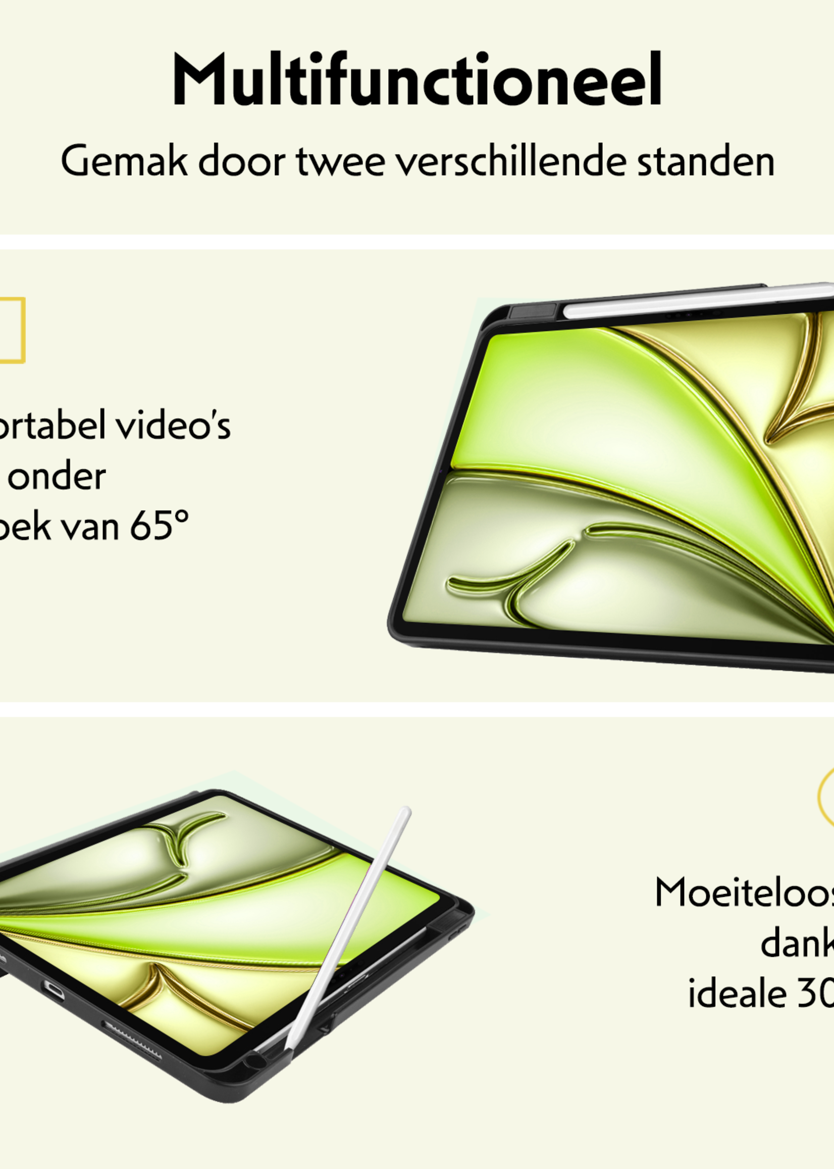 LUQ Hoes Geschikt voor iPad Air 6 (11 inch) Hoes Luxe Hoesje Case Met Uitsparing Geschikt voor Apple Pencil - Hoesje Geschikt voor iPad Air 2024 (11 inch) Hoes Cover - Paars