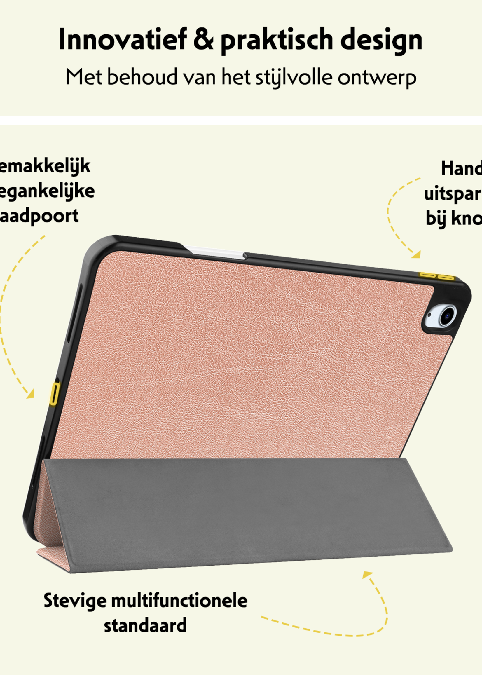 LUQ Hoes Geschikt voor iPad Air 6 (11 inch) Hoes Luxe Hoesje Case Met Uitsparing Geschikt voor Apple Pencil - Hoesje Geschikt voor iPad Air 2024 (11 inch) Hoes Cover - Rosé goud