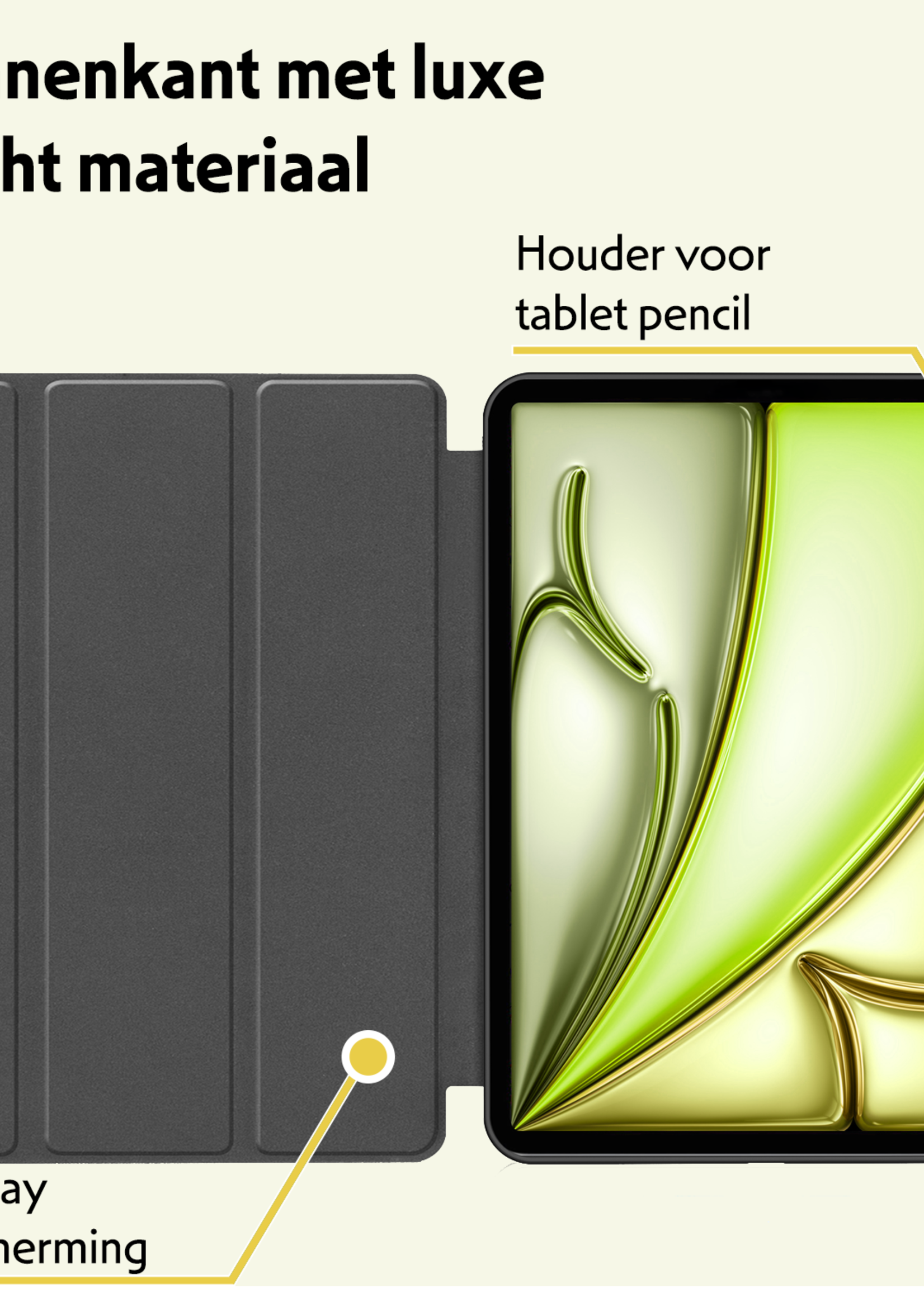 LUQ Hoes Geschikt voor iPad Air 6 (11 inch) Hoes Luxe Hoesje Case Met Uitsparing Geschikt voor Apple Pencil - Hoesje Geschikt voor iPad Air 2024 (11 inch) Hoes Cover - Zwart