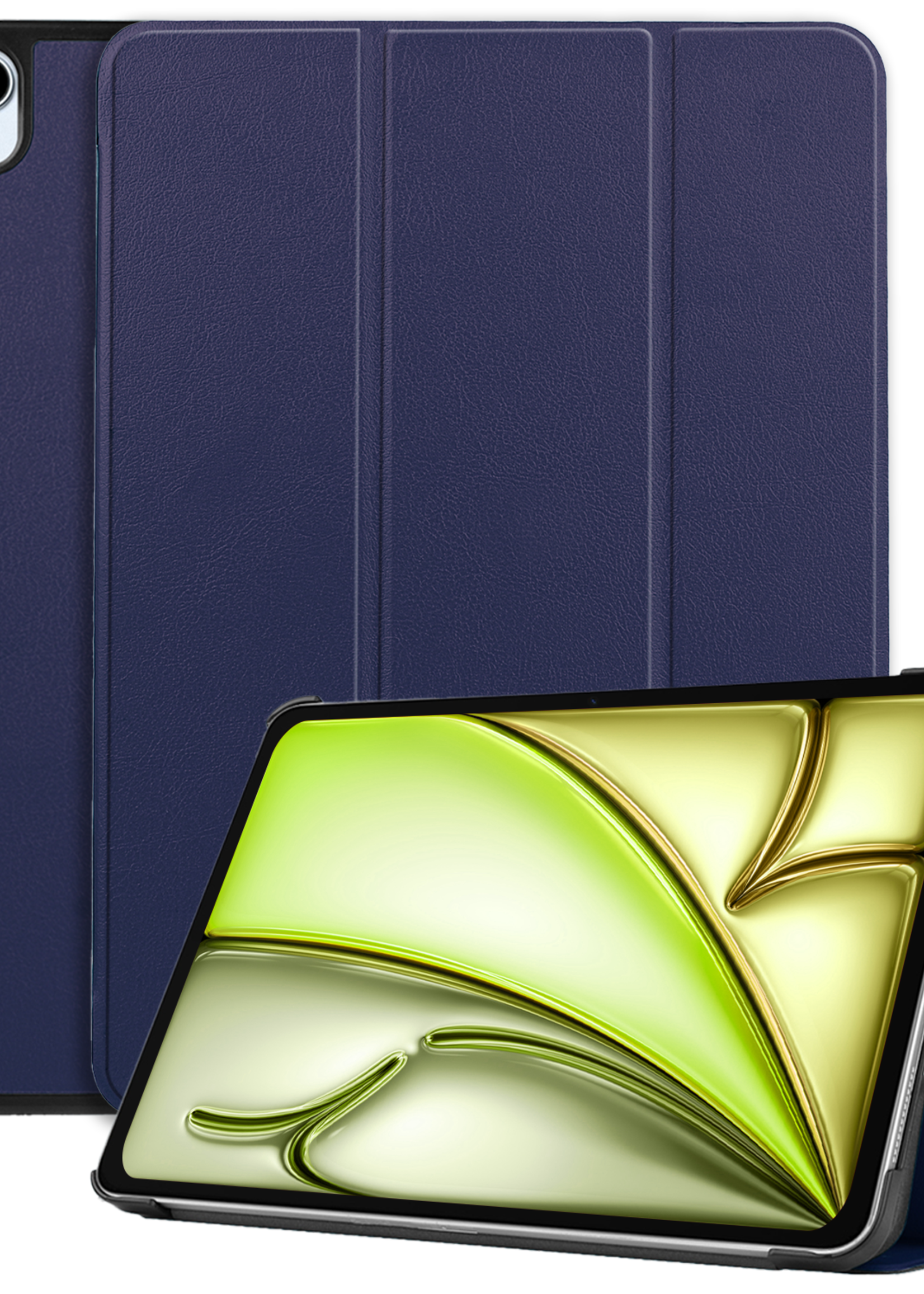LUQ Hoes Geschikt voor iPad Air 6 (13 inch) Hoes Luxe Hoesje Book Case - Hoesje Geschikt voor iPad Air 2024 (13 inch) Hoes Cover - Donkerblauw