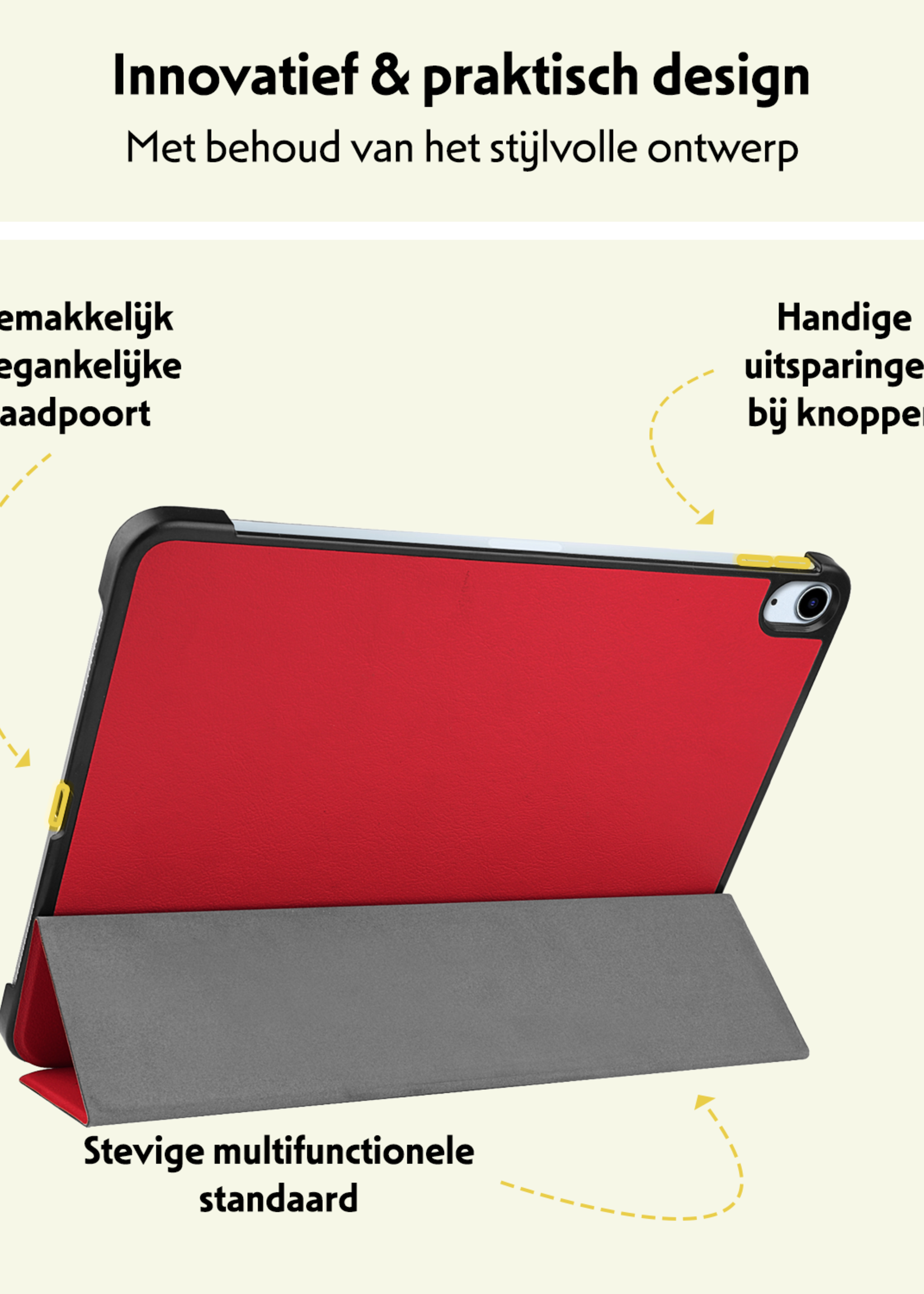 LUQ Hoes Geschikt voor iPad Air 6 (13 inch) Hoes Luxe Hoesje Book Case - Hoesje Geschikt voor iPad Air 2024 (13 inch) Hoes Cover - Rood