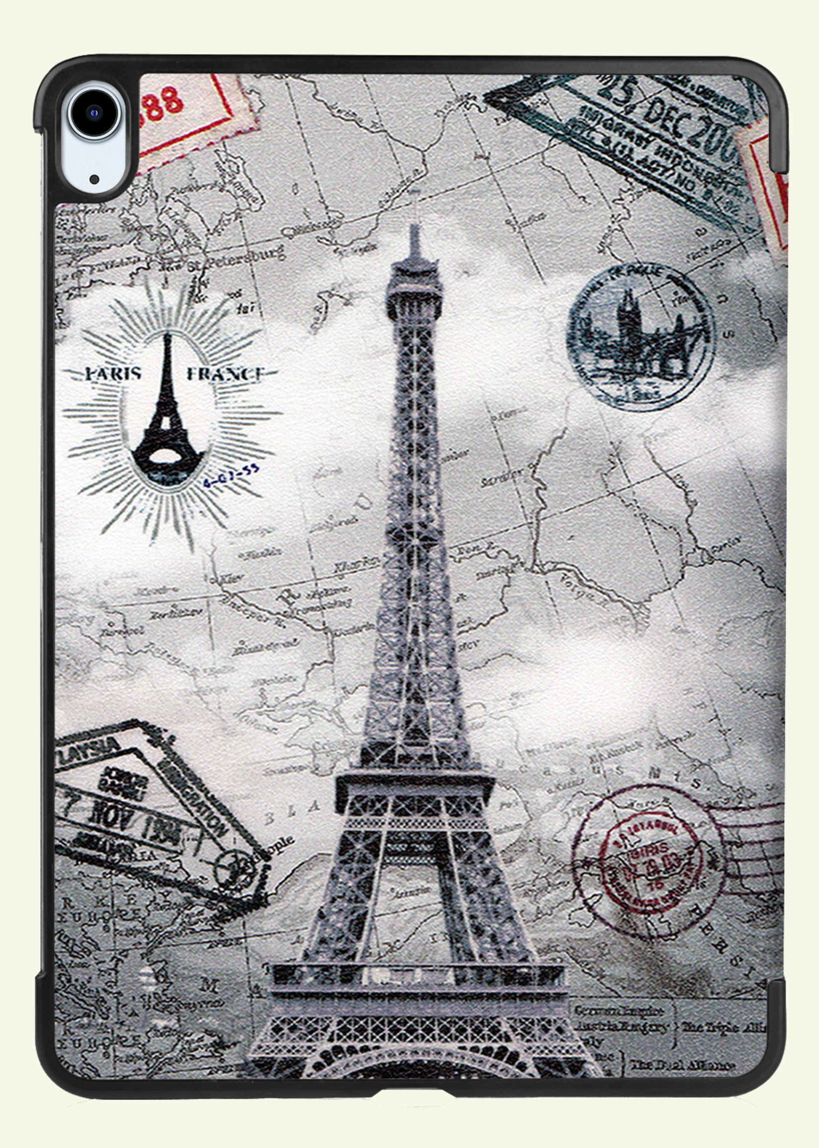 LUQ Hoes Geschikt voor iPad Air 6 (13 inch) Hoes Luxe Hoesje Case Met Uitsparing Geschikt voor Apple Pencil - Hoesje Geschikt voor iPad Air 2024 (13 inch) Hoes Cover - Eiffeltoren