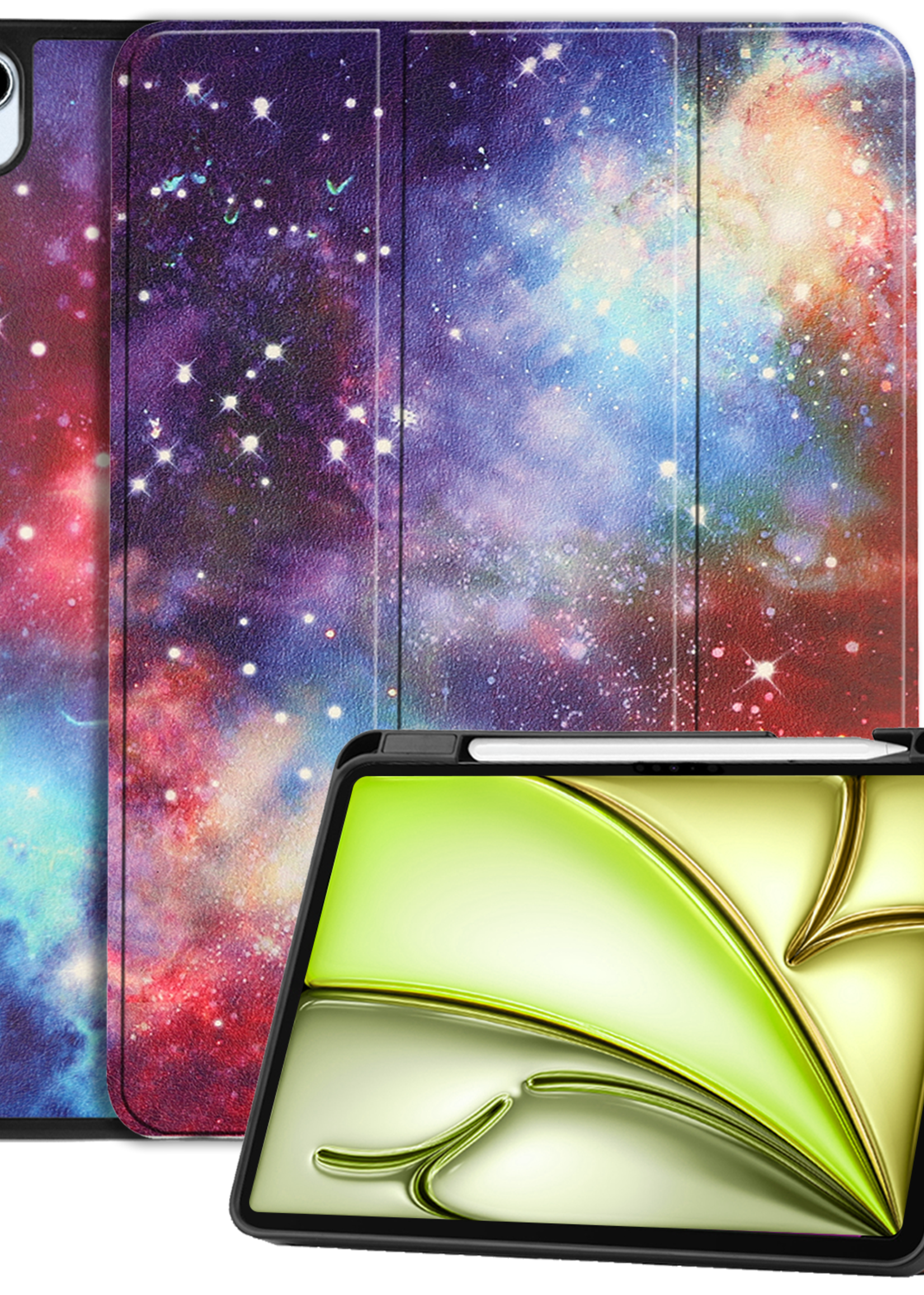 LUQ Hoes Geschikt voor iPad Air 6 (13 inch) Hoes Luxe Hoesje Case Met Uitsparing Geschikt voor Apple Pencil - Hoesje Geschikt voor iPad Air 2024 (13 inch) Hoes Cover - Galaxy