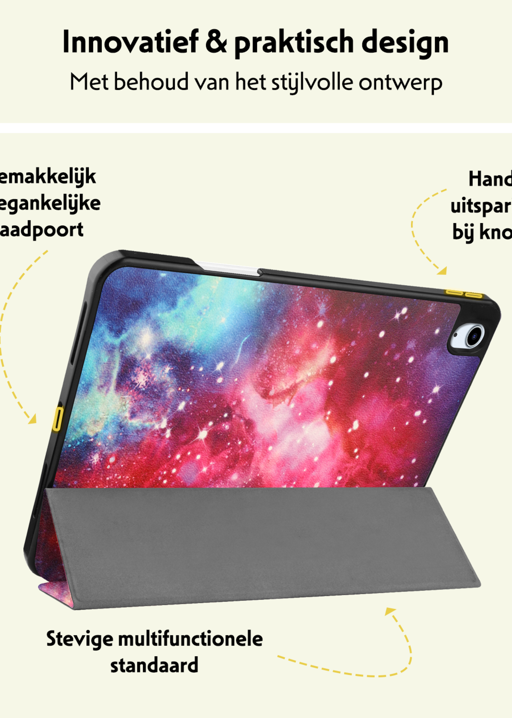 LUQ Hoes Geschikt voor iPad Air 6 (13 inch) Hoes Luxe Hoesje Case Met Uitsparing Geschikt voor Apple Pencil - Hoesje Geschikt voor iPad Air 2024 (13 inch) Hoes Cover - Galaxy