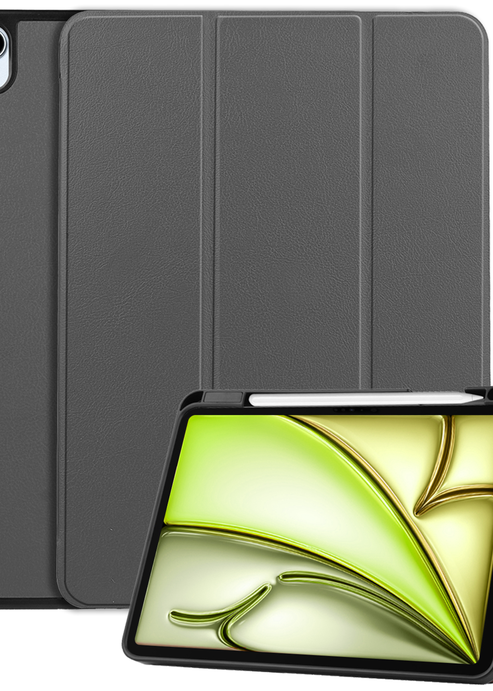 LUQ Hoes Geschikt voor iPad Air 6 (13 inch) Hoes Luxe Hoesje Case Met Uitsparing Geschikt voor Apple Pencil - Hoesje Geschikt voor iPad Air 2024 (13 inch) Hoes Cover - Grijs