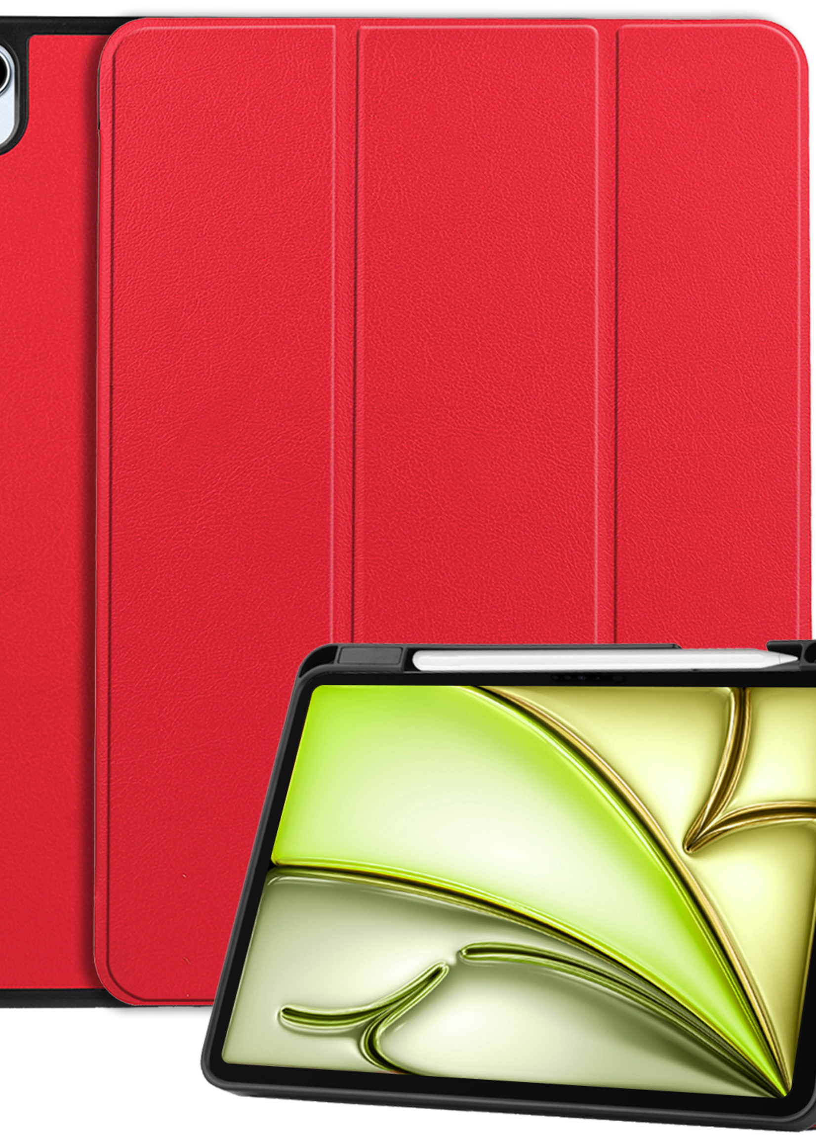 LUQ Hoes Geschikt voor iPad Air 6 (13 inch) Hoes Luxe Hoesje Case Met Uitsparing Geschikt voor Apple Pencil - Hoesje Geschikt voor iPad Air 2024 (13 inch) Hoes Cover - Rood