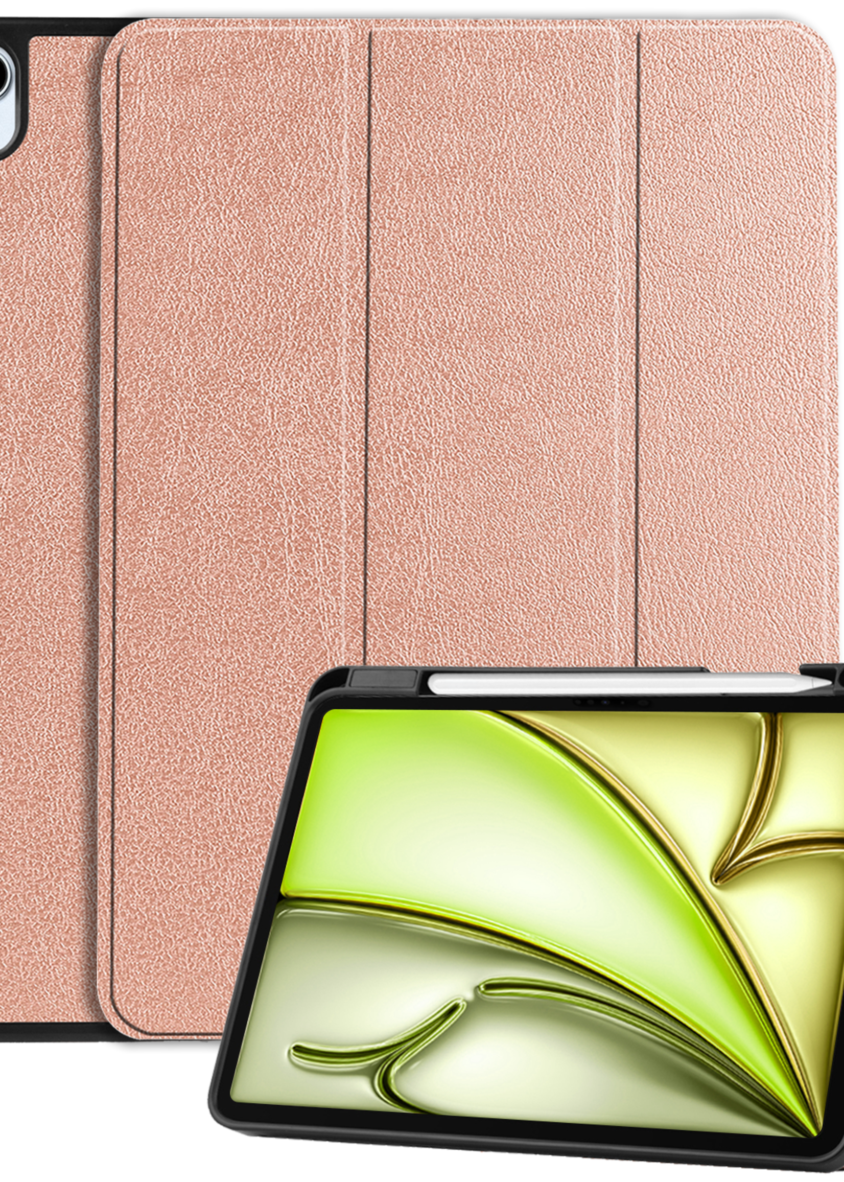 LUQ Hoes Geschikt voor iPad Air 6 (13 inch) Hoes Luxe Hoesje Case Met Uitsparing Geschikt voor Apple Pencil - Hoesje Geschikt voor iPad Air 2024 (13 inch) Hoes Cover - Rosé goud