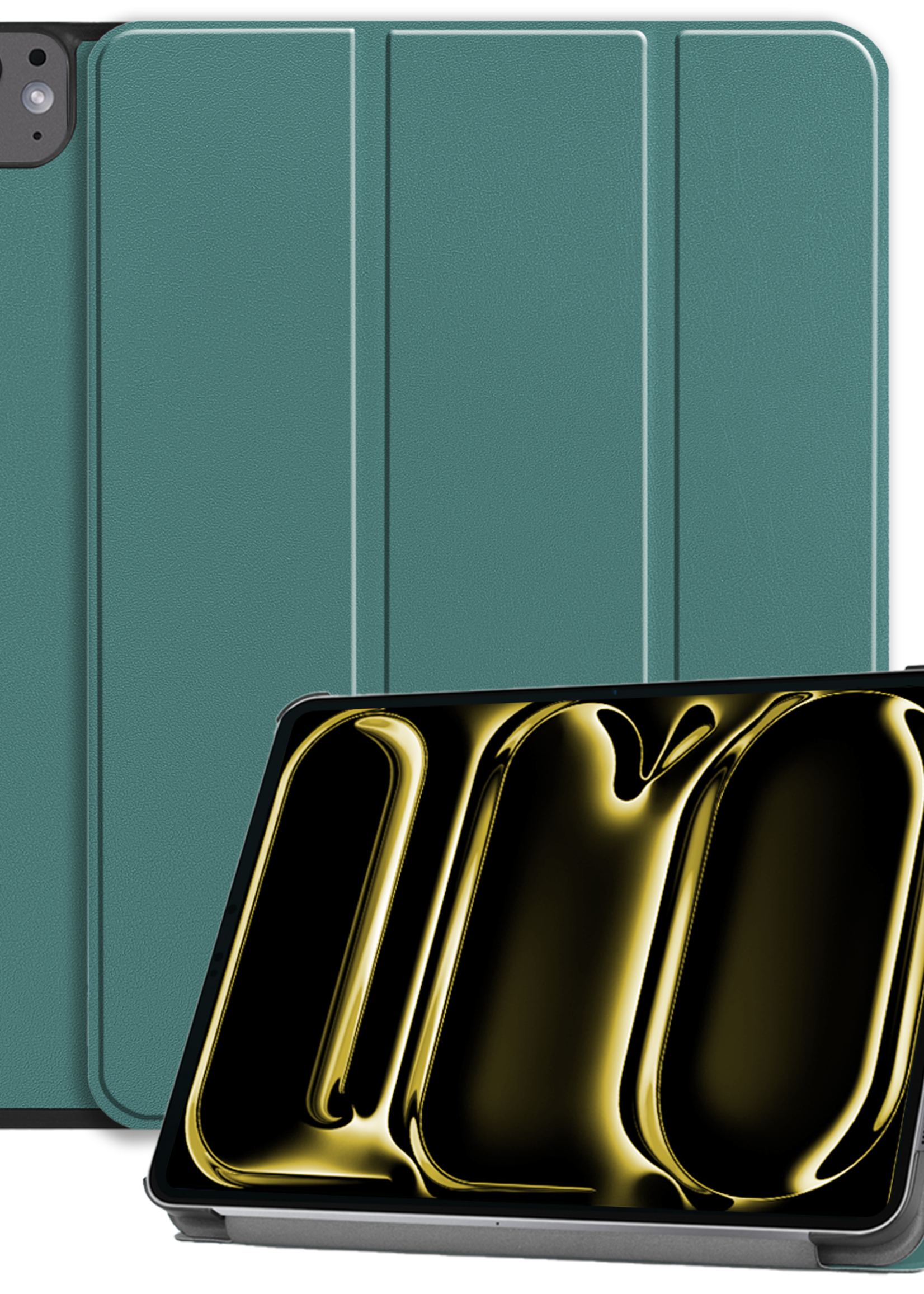 LUQ Hoes Geschikt voor iPad Pro 2024 (11 inch) Hoes Luxe Hoesje Book Case - Hoesje Geschikt voor iPad Pro 2024 11 inch (7e generatie) Hoes Cover - Donkergroen