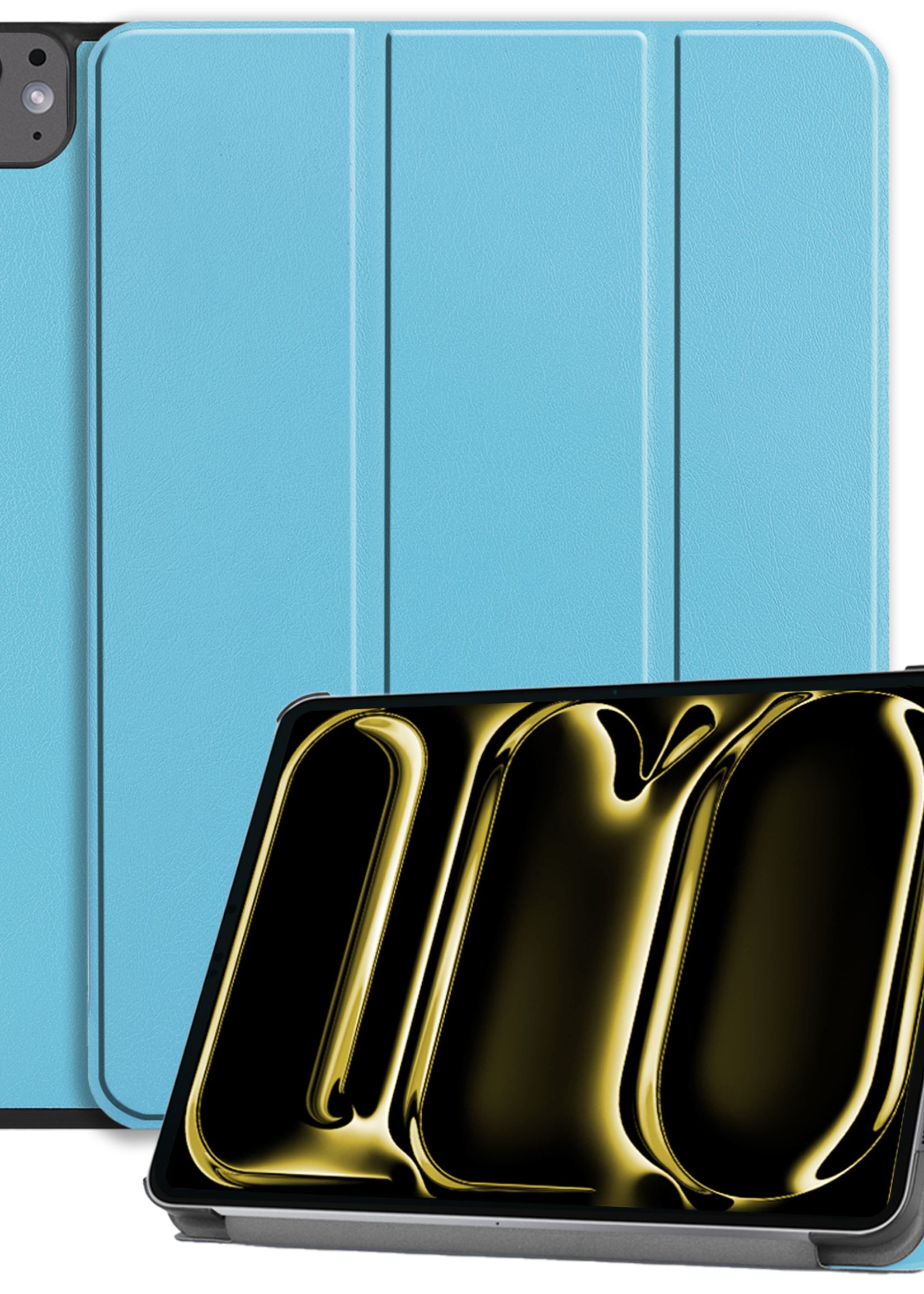 LUQ Hoes Geschikt voor iPad Pro 2024 (11 inch) Hoes Luxe Hoesje Book Case - Hoesje Geschikt voor iPad Pro 2024 11 inch (7e generatie) Hoes Cover - Lichtblauw