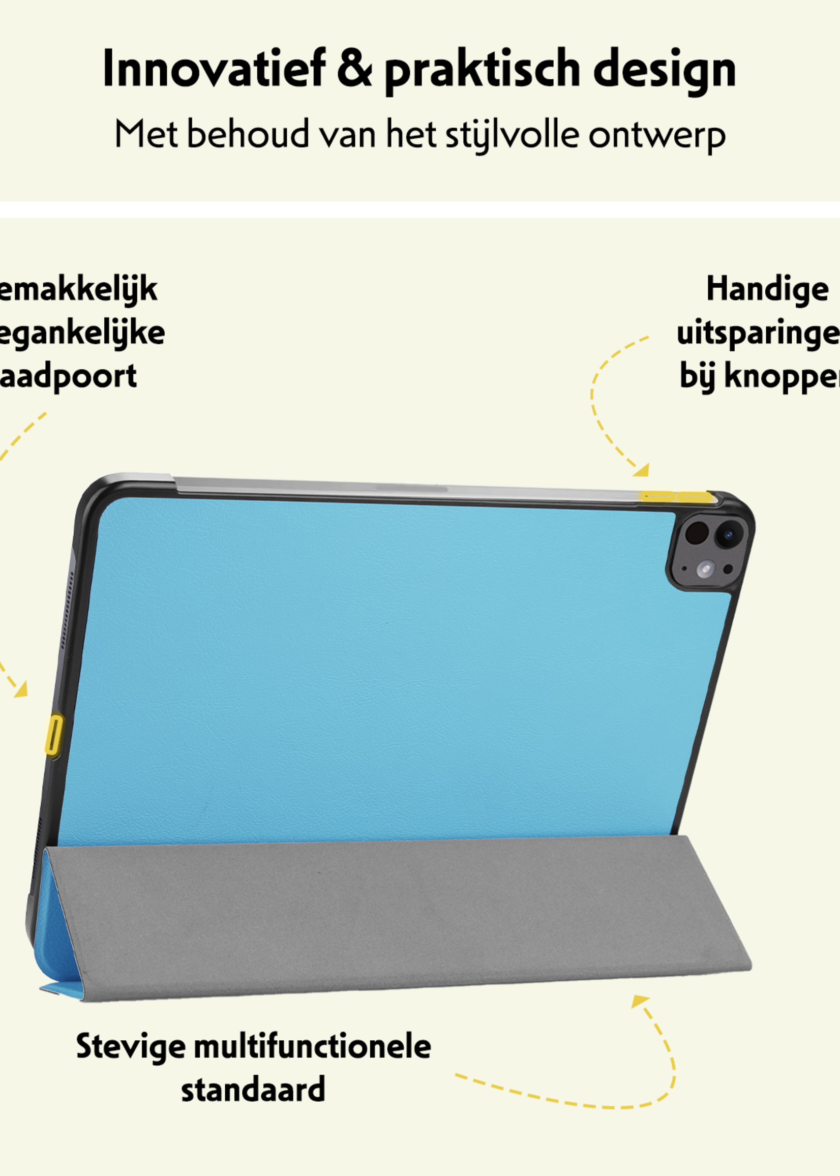 LUQ Hoes Geschikt voor iPad Pro 2024 (11 inch) Hoes Luxe Hoesje Book Case - Hoesje Geschikt voor iPad Pro 2024 11 inch (7e generatie) Hoes Cover - Lichtblauw