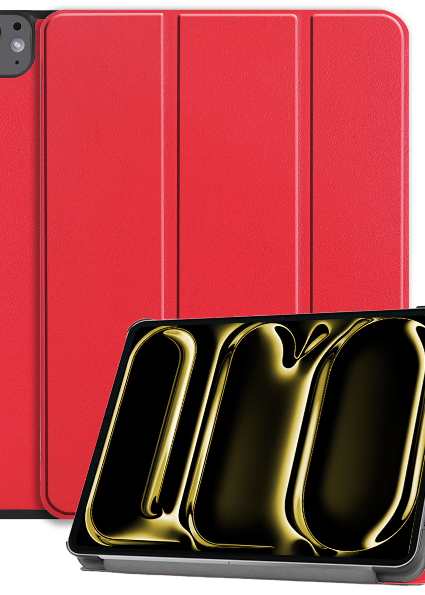 LUQ Hoes Geschikt voor iPad Pro 2024 (11 inch) Hoes Luxe Hoesje Book Case - Hoesje Geschikt voor iPad Pro 2024 11 inch (7e generatie) Hoes Cover - Rood