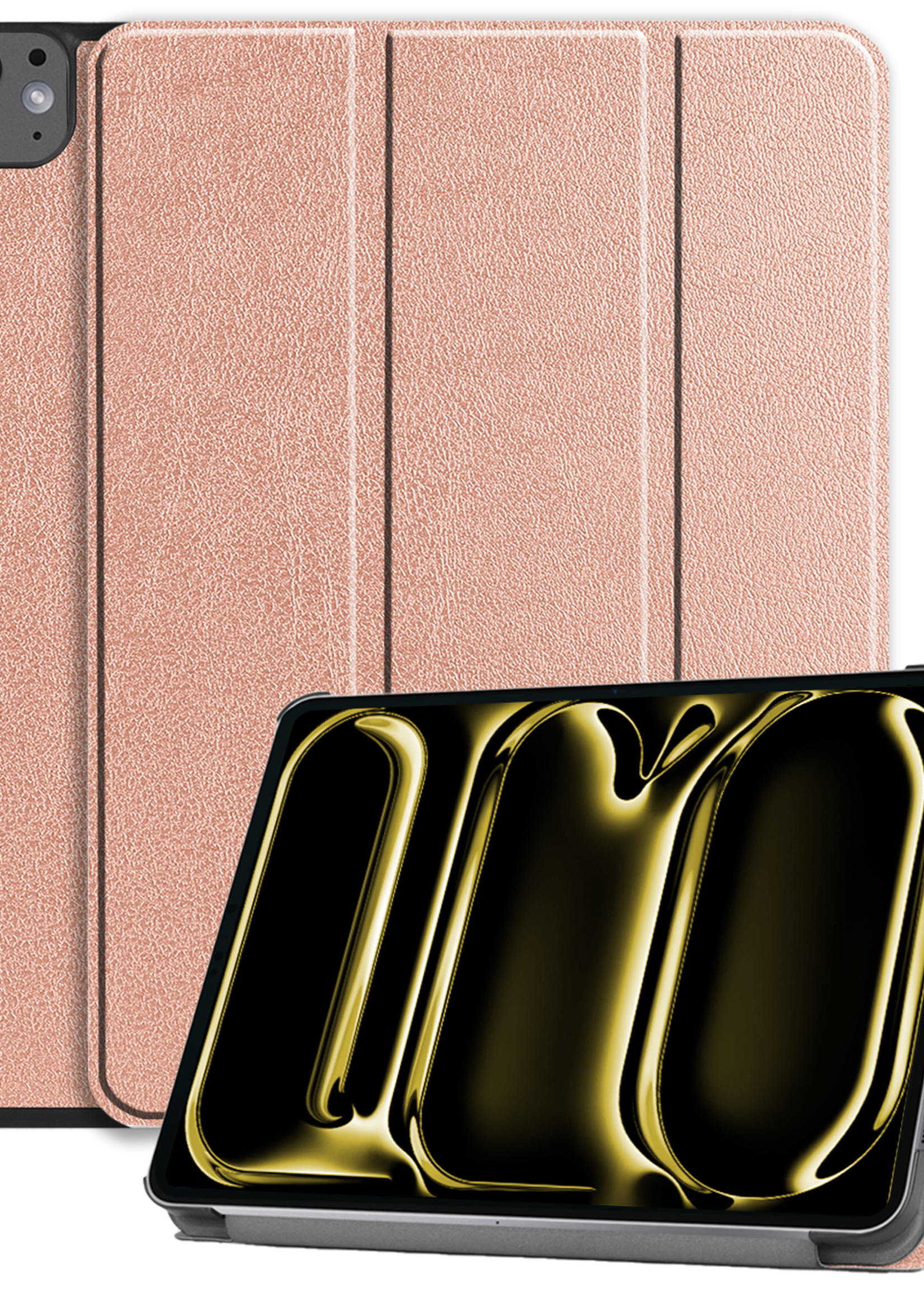LUQ Hoes Geschikt voor iPad Pro 2024 (11 inch) Hoes Luxe Hoesje Book Case - Hoesje Geschikt voor iPad Pro 2024 11 inch (7e generatie) Hoes Cover - Rosé goud