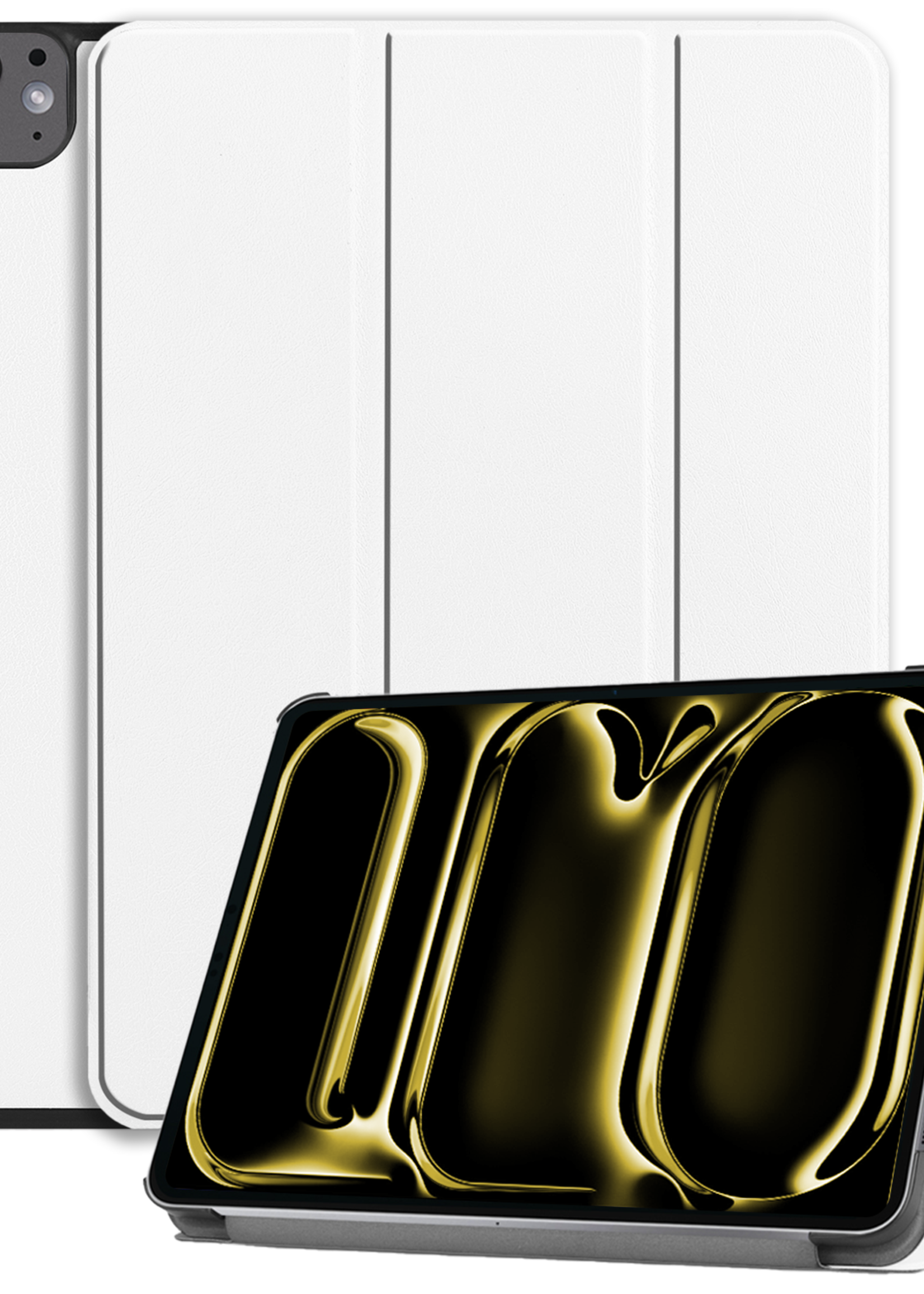 LUQ Hoes Geschikt voor iPad Pro 2024 (11 inch) Hoes Luxe Hoesje Book Case - Hoesje Geschikt voor iPad Pro 2024 11 inch (7e generatie) Hoes Cover - Wit