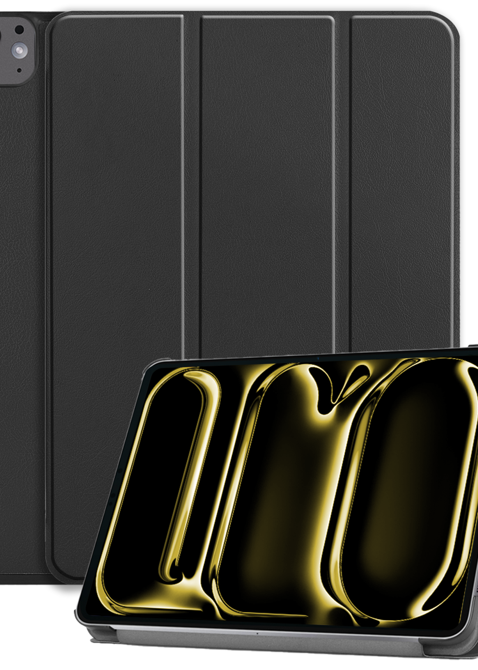 LUQ Hoes Geschikt voor iPad Pro 2024 (11 inch) Hoes Luxe Hoesje Book Case - Hoesje Geschikt voor iPad Pro 2024 11 inch (7e generatie) Hoes Cover - Zwart