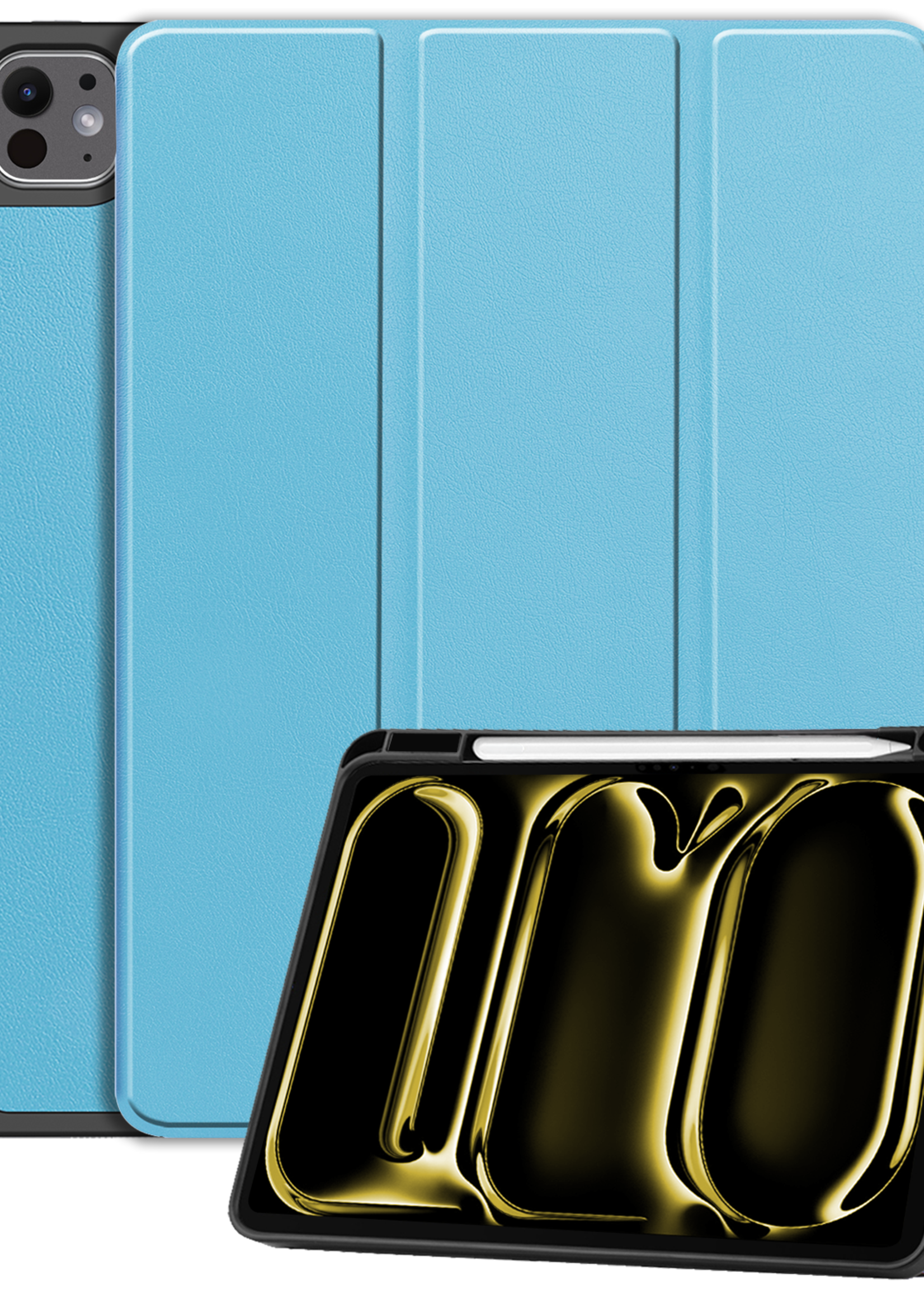 LUQ Hoes Geschikt voor iPad Pro 2024 (11 inch) Hoes Luxe Hoesje Case Met Uitsparing Geschikt voor Apple Pencil - Hoesje Geschikt voor iPad Pro 2024 11 inch (7e generatie) Hoes Cover - Lichtblauw