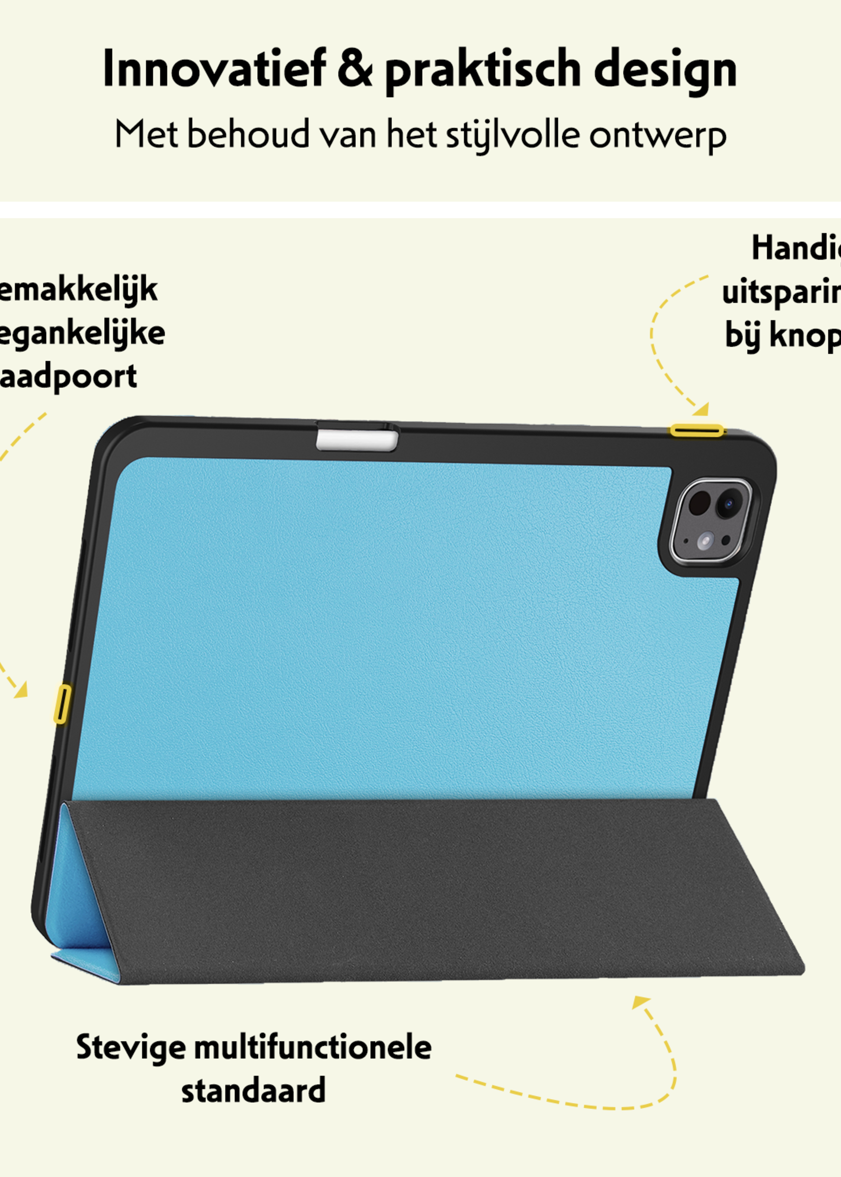 LUQ Hoes Geschikt voor iPad Pro 2024 (11 inch) Hoes Luxe Hoesje Case Met Uitsparing Geschikt voor Apple Pencil - Hoesje Geschikt voor iPad Pro 2024 11 inch (7e generatie) Hoes Cover - Lichtblauw