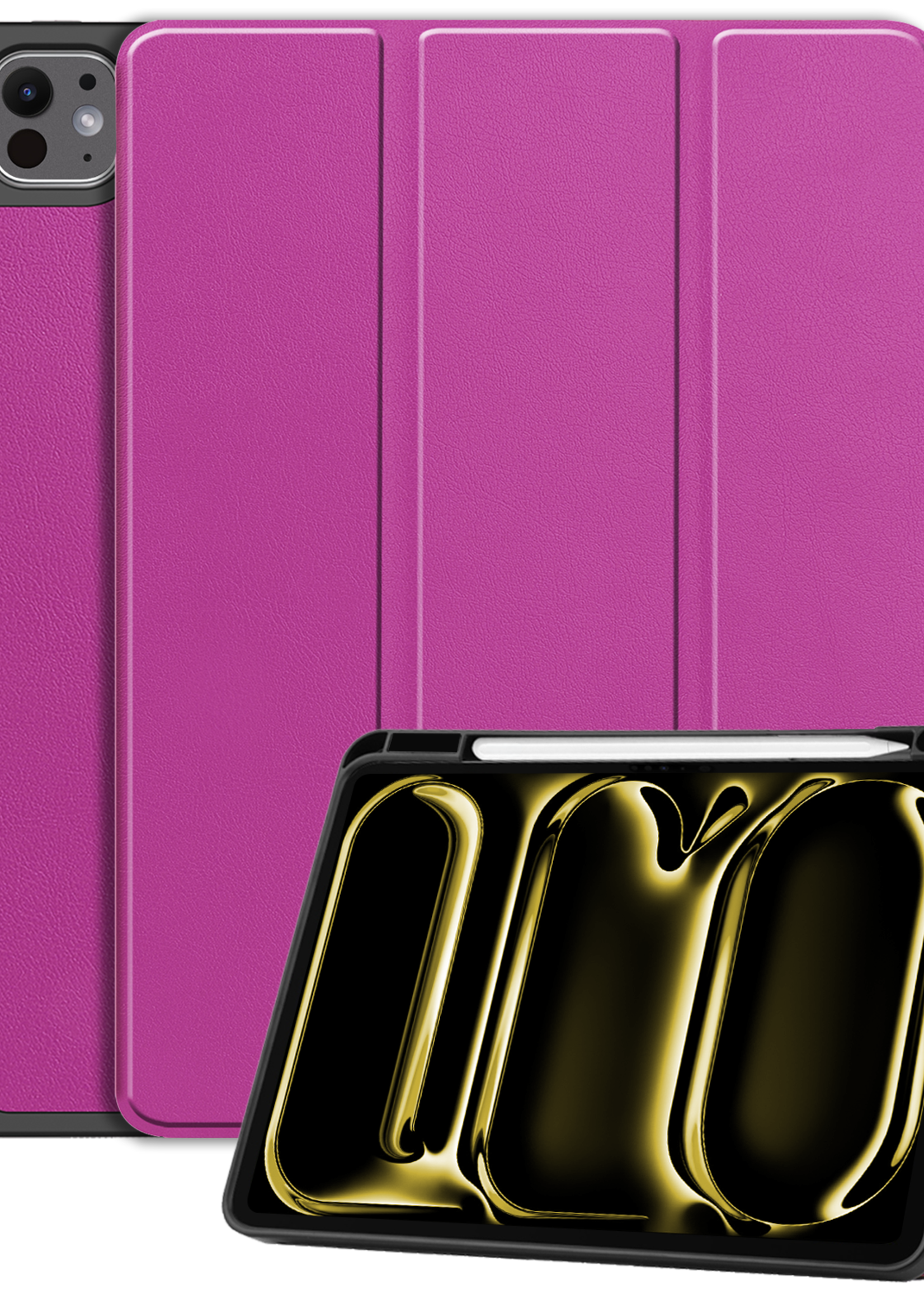 LUQ Hoes Geschikt voor iPad Pro 2024 (11 inch) Hoes Luxe Hoesje Case Met Uitsparing Geschikt voor Apple Pencil - Hoesje Geschikt voor iPad Pro 2024 11 inch (7e generatie) Hoes Cover - Paars