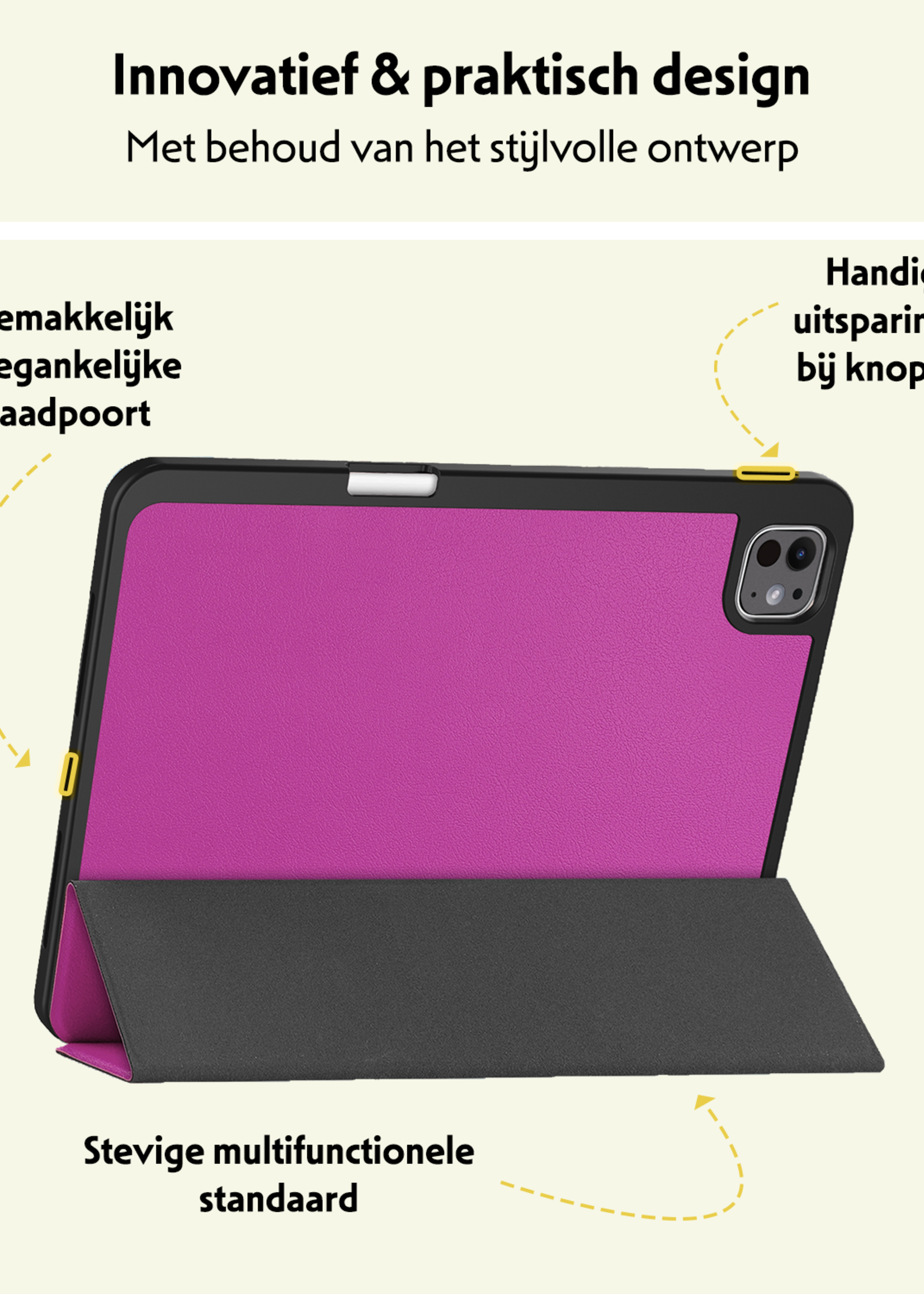 LUQ Hoes Geschikt voor iPad Pro 2024 (11 inch) Hoes Luxe Hoesje Case Met Uitsparing Geschikt voor Apple Pencil - Hoesje Geschikt voor iPad Pro 2024 11 inch (7e generatie) Hoes Cover - Paars