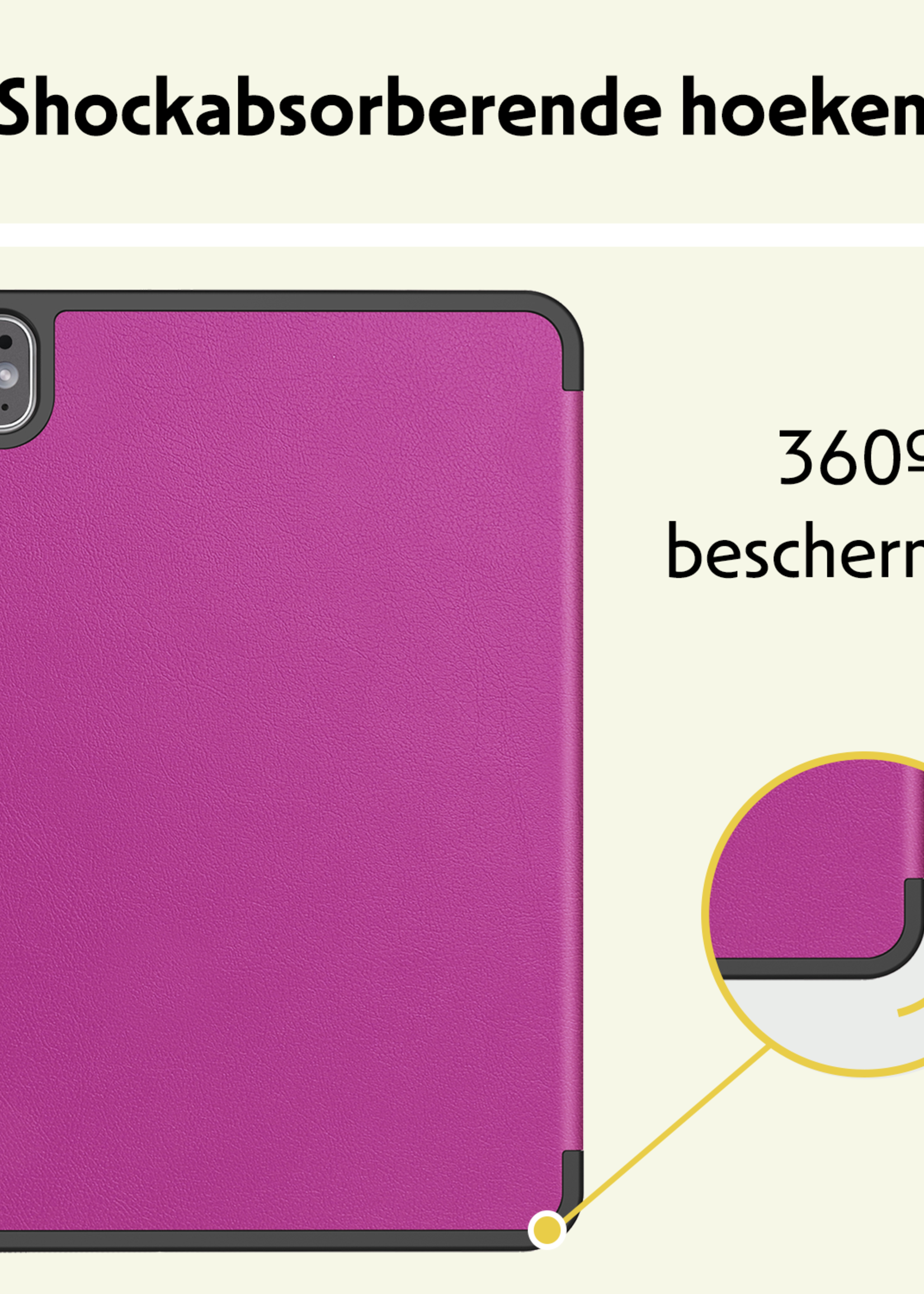 LUQ Hoes Geschikt voor iPad Pro 2024 (11 inch) Hoes Luxe Hoesje Case Met Uitsparing Geschikt voor Apple Pencil - Hoesje Geschikt voor iPad Pro 2024 11 inch (7e generatie) Hoes Cover - Paars