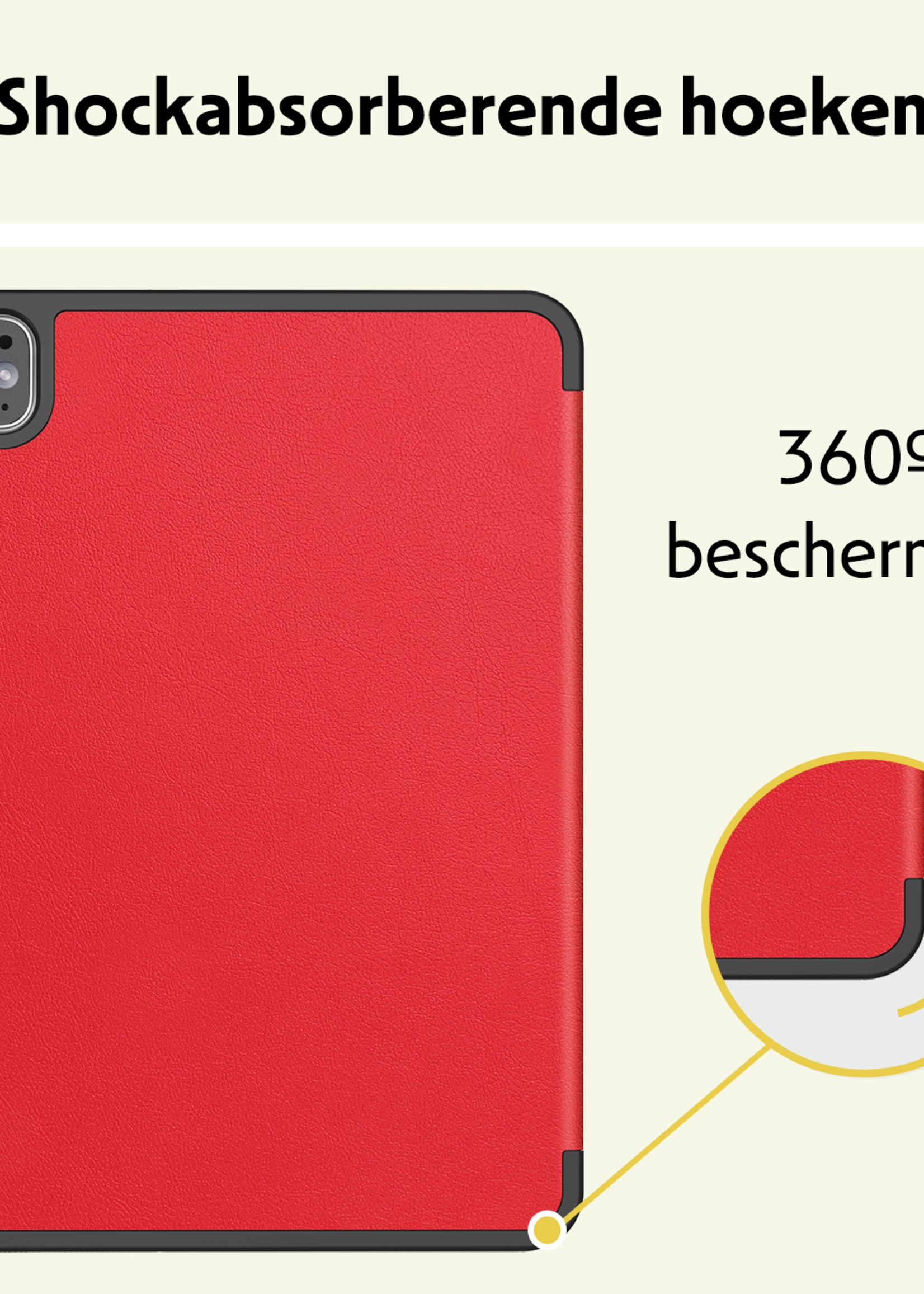 LUQ Hoes Geschikt voor iPad Pro 2024 (11 inch) Hoes Luxe Hoesje Case Met Uitsparing Geschikt voor Apple Pencil - Hoesje Geschikt voor iPad Pro 2024 11 inch (7e generatie) Hoes Cover - Rood