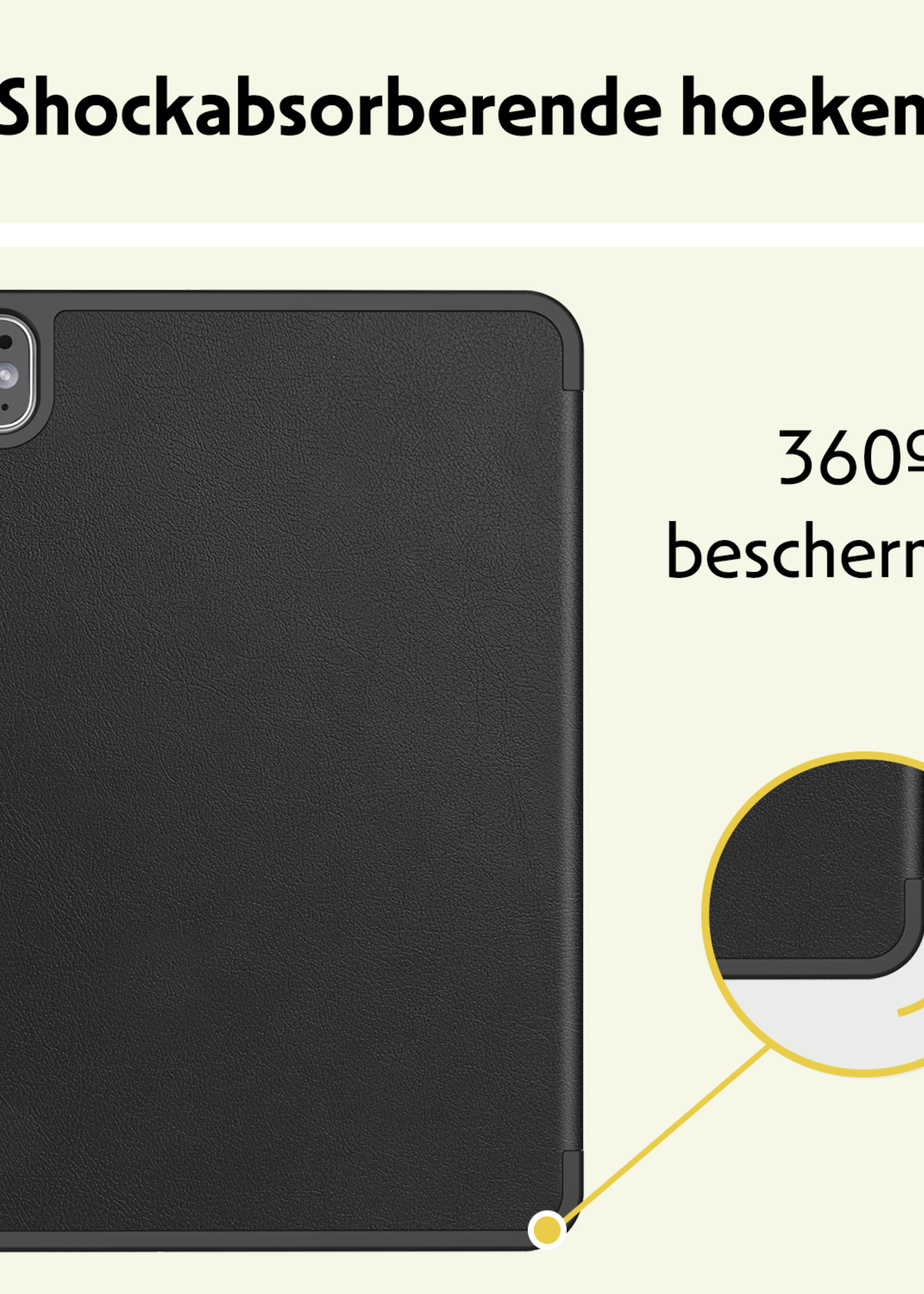 LUQ Hoes Geschikt voor iPad Pro 2024 (11 inch) Hoes Luxe Hoesje Case Met Uitsparing Geschikt voor Apple Pencil - Hoesje Geschikt voor iPad Pro 2024 11 inch (7e generatie) Hoes Cover - Zwart