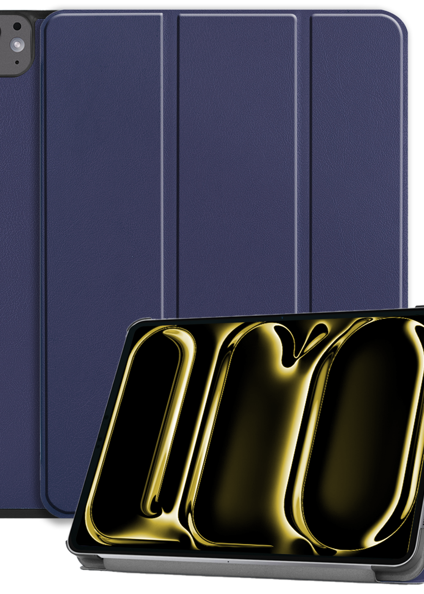 LUQ Hoes Geschikt voor iPad Pro 2024 (13 inch) Hoes Luxe Hoesje Book Case - Hoesje Geschikt voor iPad Pro 2024 13 inch (7e generatie) Hoes Cover - Donkerblauw
