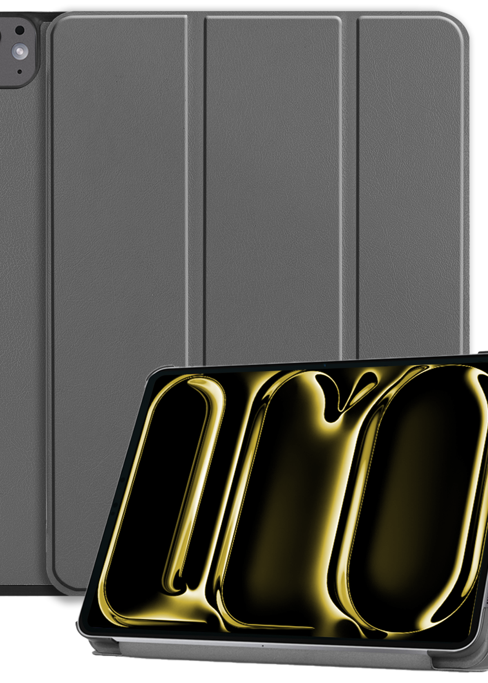 LUQ Hoes Geschikt voor iPad Pro 2024 (13 inch) Hoes Luxe Hoesje Book Case - Hoesje Geschikt voor iPad Pro 2024 13 inch (7e generatie) Hoes Cover - Grijs