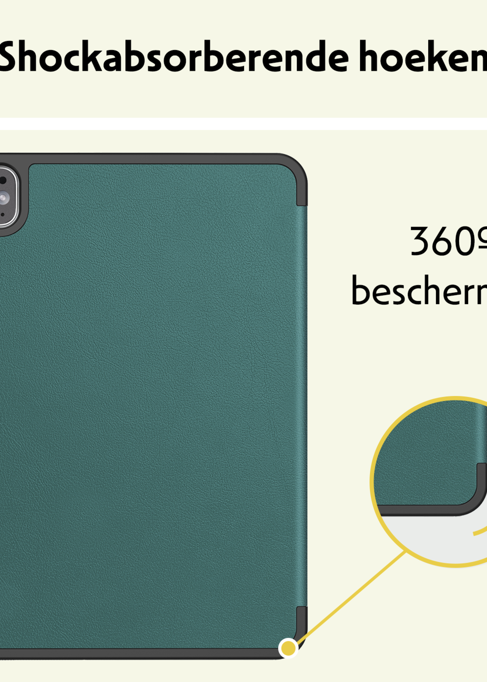 LUQ Hoes Geschikt voor iPad Pro 2024 (13 inch) Hoes Luxe Hoesje Case Met Uitsparing Geschikt voor Apple Pencil - Hoesje Geschikt voor iPad Pro 2024 13 inch (7e generatie) Hoes Cover - Donkergroen