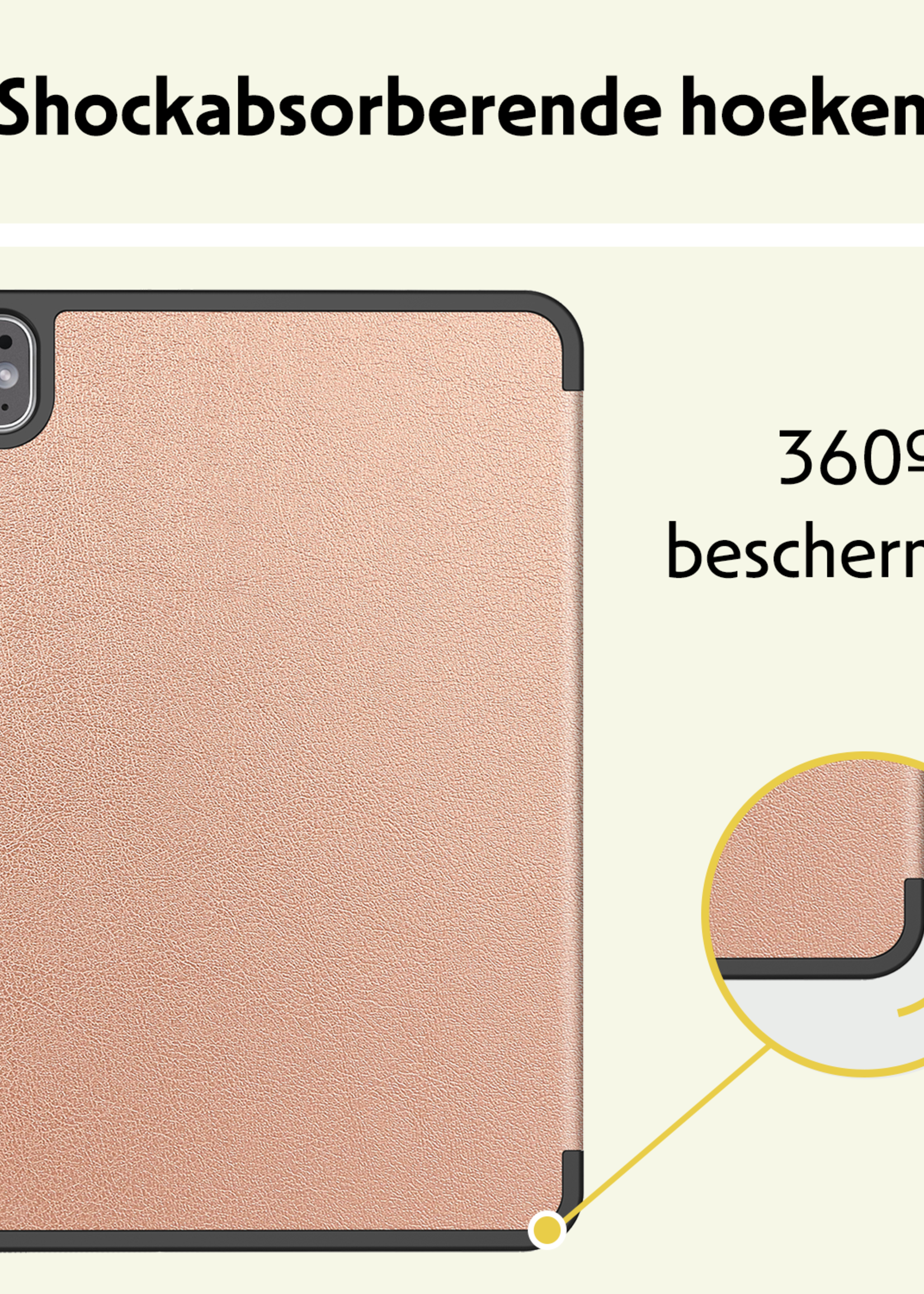 LUQ Hoes Geschikt voor iPad Pro 2024 (13 inch) Hoes Luxe Hoesje Case Met Uitsparing Geschikt voor Apple Pencil - Hoesje Geschikt voor iPad Pro 2024 13 inch (7e generatie) Hoes Cover - Rosé goud