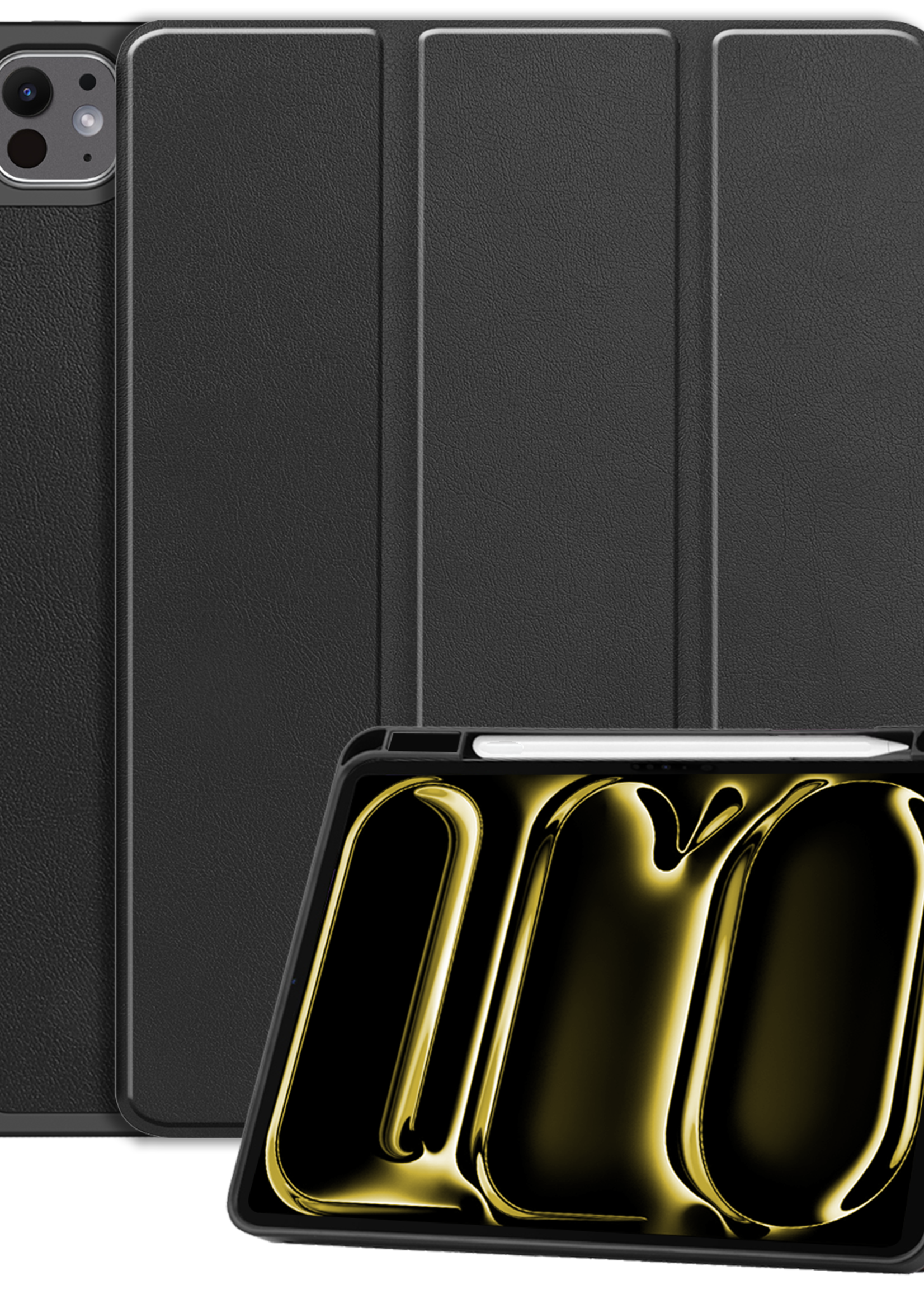 LUQ Hoes Geschikt voor iPad Pro 2024 (13 inch) Hoes Luxe Hoesje Case Met Uitsparing Geschikt voor Apple Pencil - Hoesje Geschikt voor iPad Pro 2024 13 inch (7e generatie) Hoes Cover - Zwart