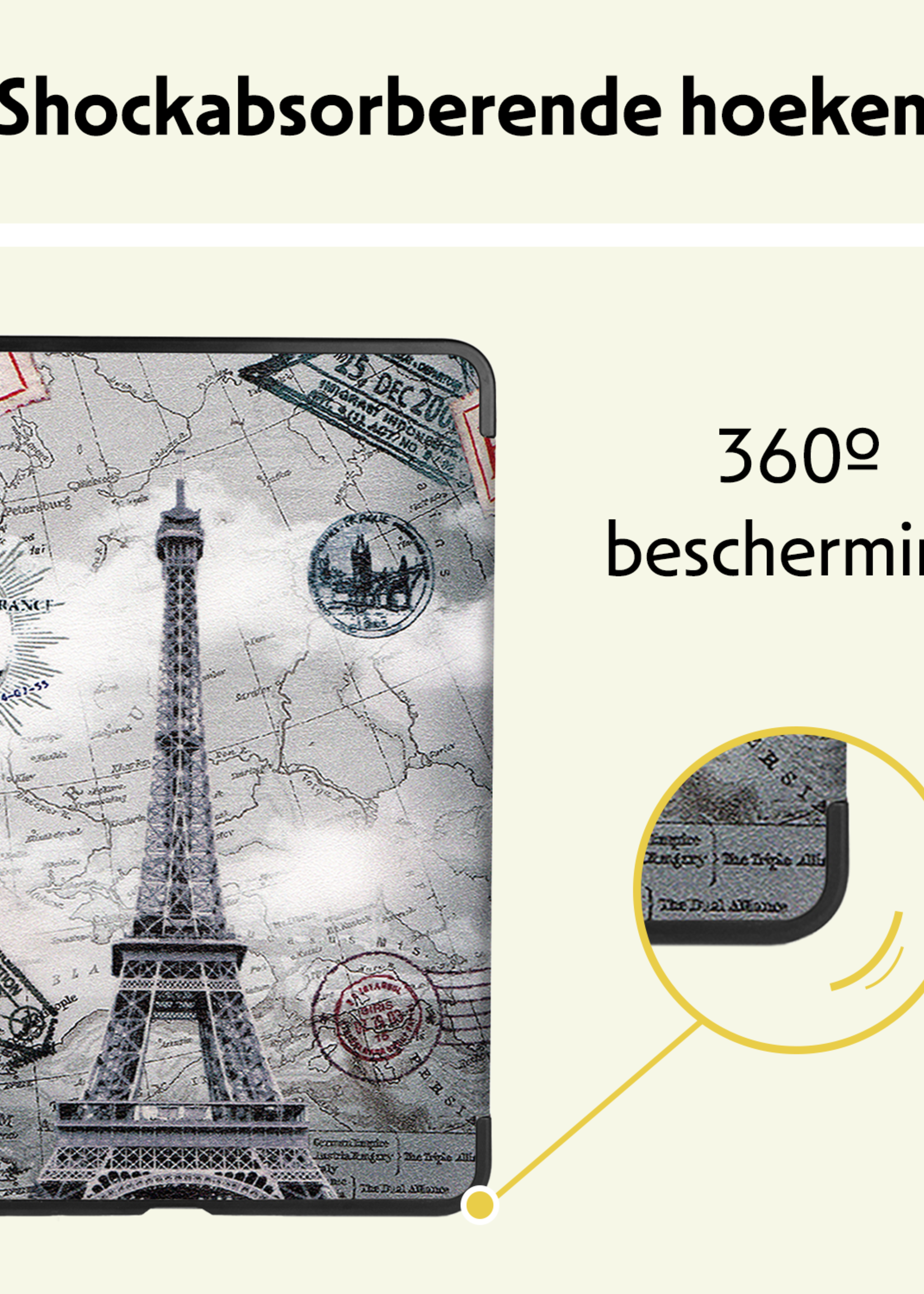 LUQ Hoes Geschikt voor iPad Air 6 (11 inch) Hoes Luxe Hoesje Book Case Met Screenprotector - Hoesje Geschikt voor iPad Air 2024 (11 inch) Hoes Cover - Eiffeltoren