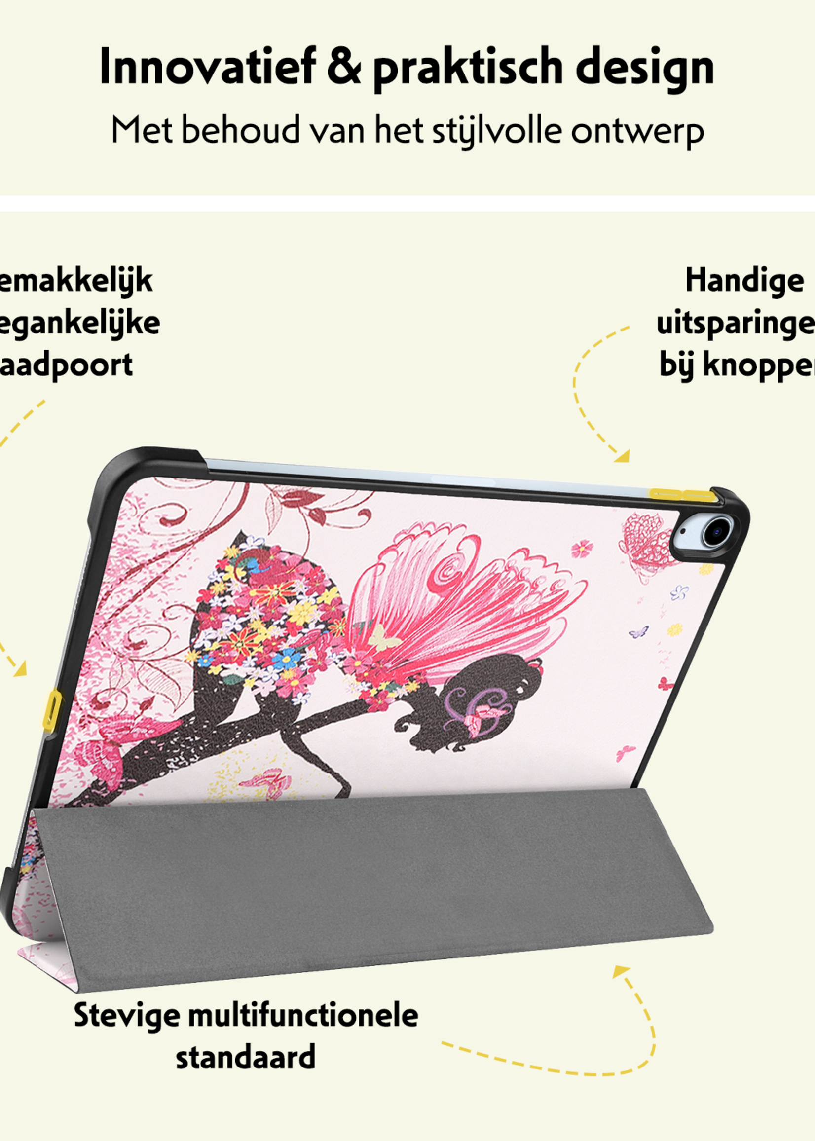 LUQ Hoes Geschikt voor iPad Air 6 (11 inch) Hoes Luxe Hoesje Book Case Met Screenprotector - Hoesje Geschikt voor iPad Air 2024 (11 inch) Hoes Cover - Elfje