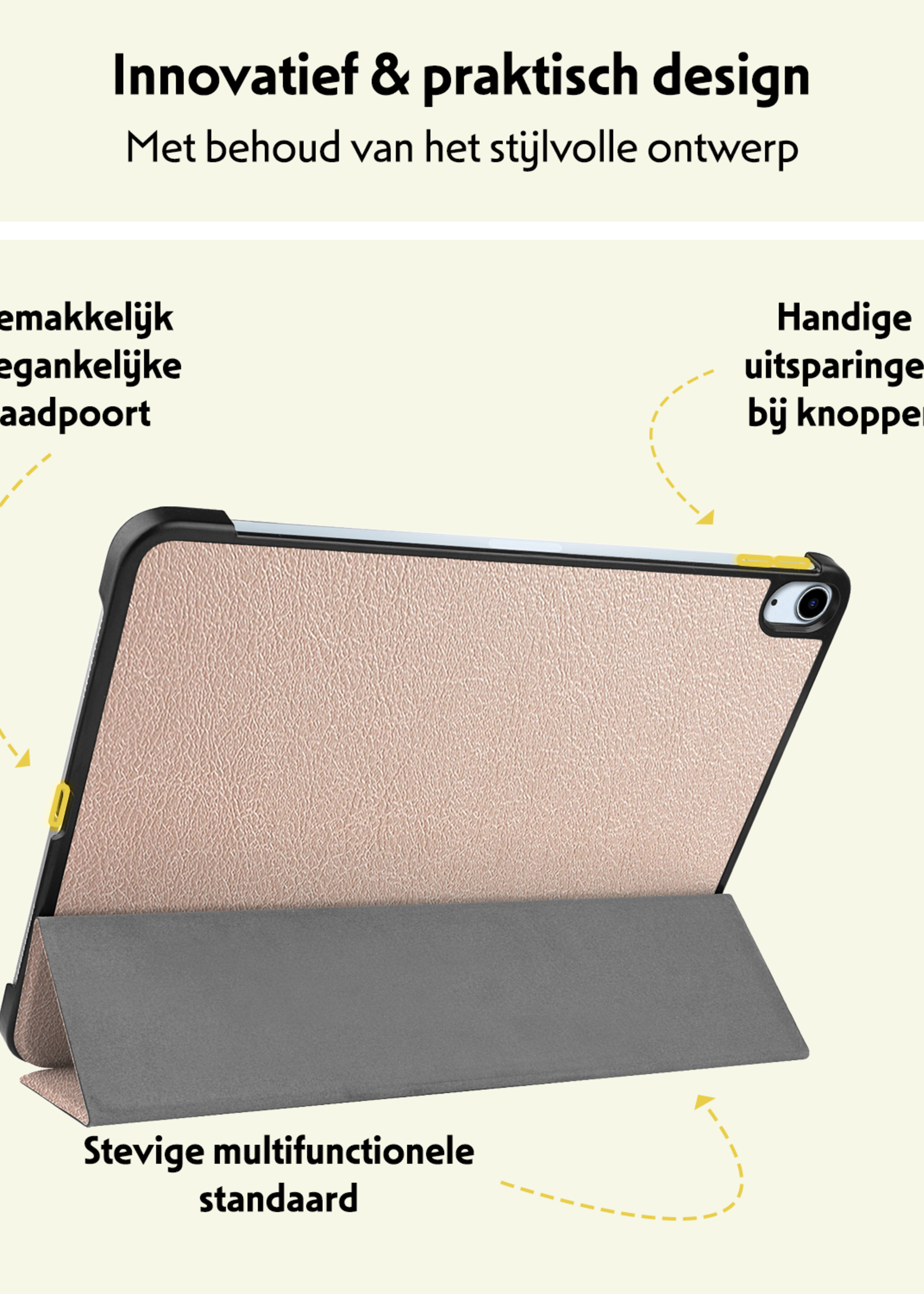 LUQ Hoes Geschikt voor iPad Air 6 (11 inch) Hoes Luxe Hoesje Book Case Met Screenprotector - Hoesje Geschikt voor iPad Air 2024 (11 inch) Hoes Cover - Goud