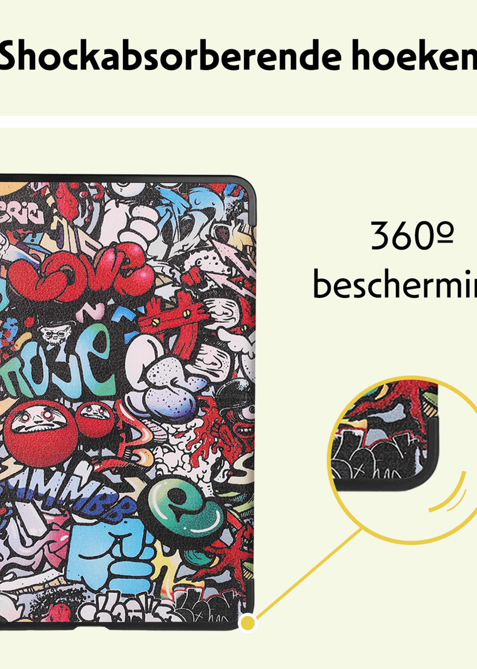 LUQ Hoes Geschikt voor iPad Air 6 (11 inch) Hoes Luxe Hoesje Book Case Met Screenprotector - Hoesje Geschikt voor iPad Air 2024 (11 inch) Hoes Cover - Graffity