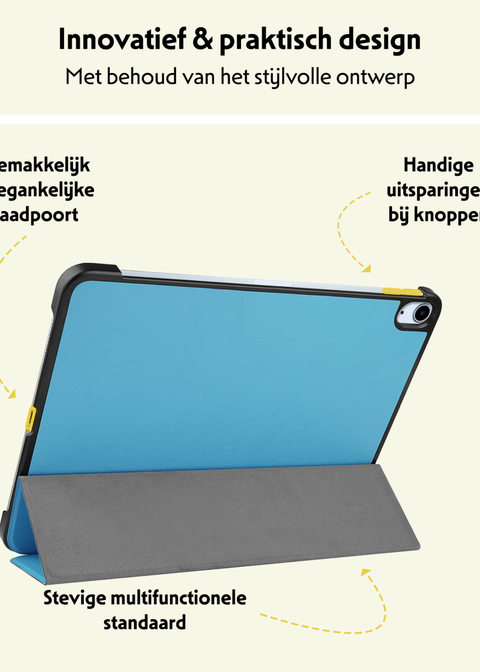 LUQ Hoes Geschikt voor iPad Air 6 (11 inch) Hoes Luxe Hoesje Book Case Met Screenprotector - Hoesje Geschikt voor iPad Air 2024 (11 inch) Hoes Cover - Lichtblauw