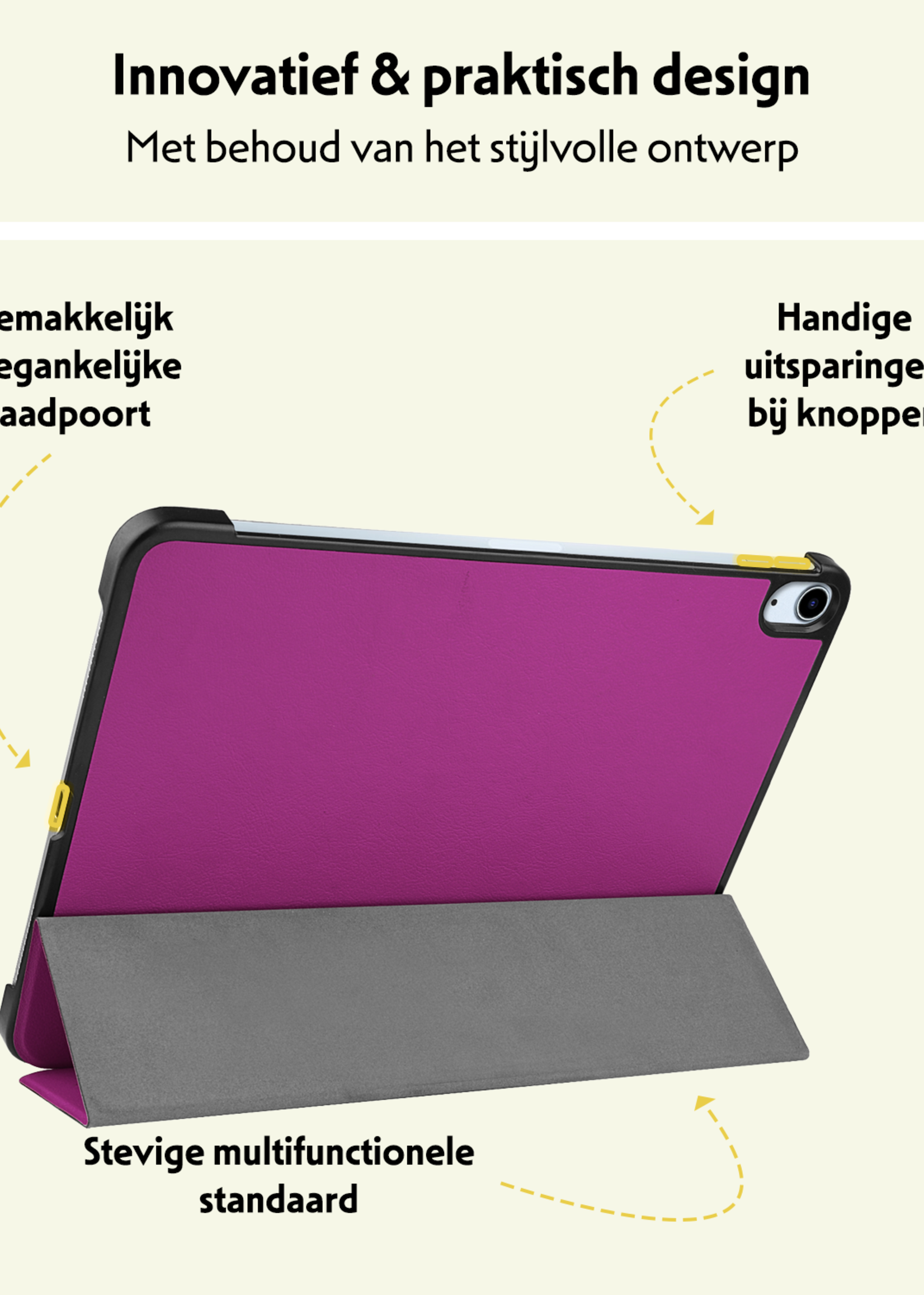 LUQ Hoes Geschikt voor iPad Air 6 (11 inch) Hoes Luxe Hoesje Book Case Met Screenprotector - Hoesje Geschikt voor iPad Air 2024 (11 inch) Hoes Cover - Paars